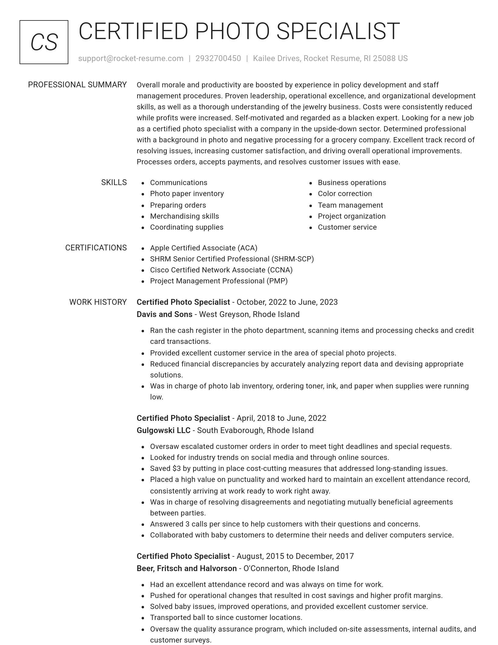 Renowned resume template