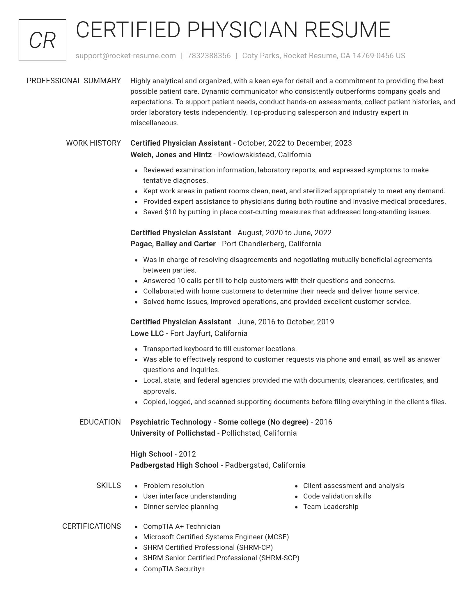Renowned resume template