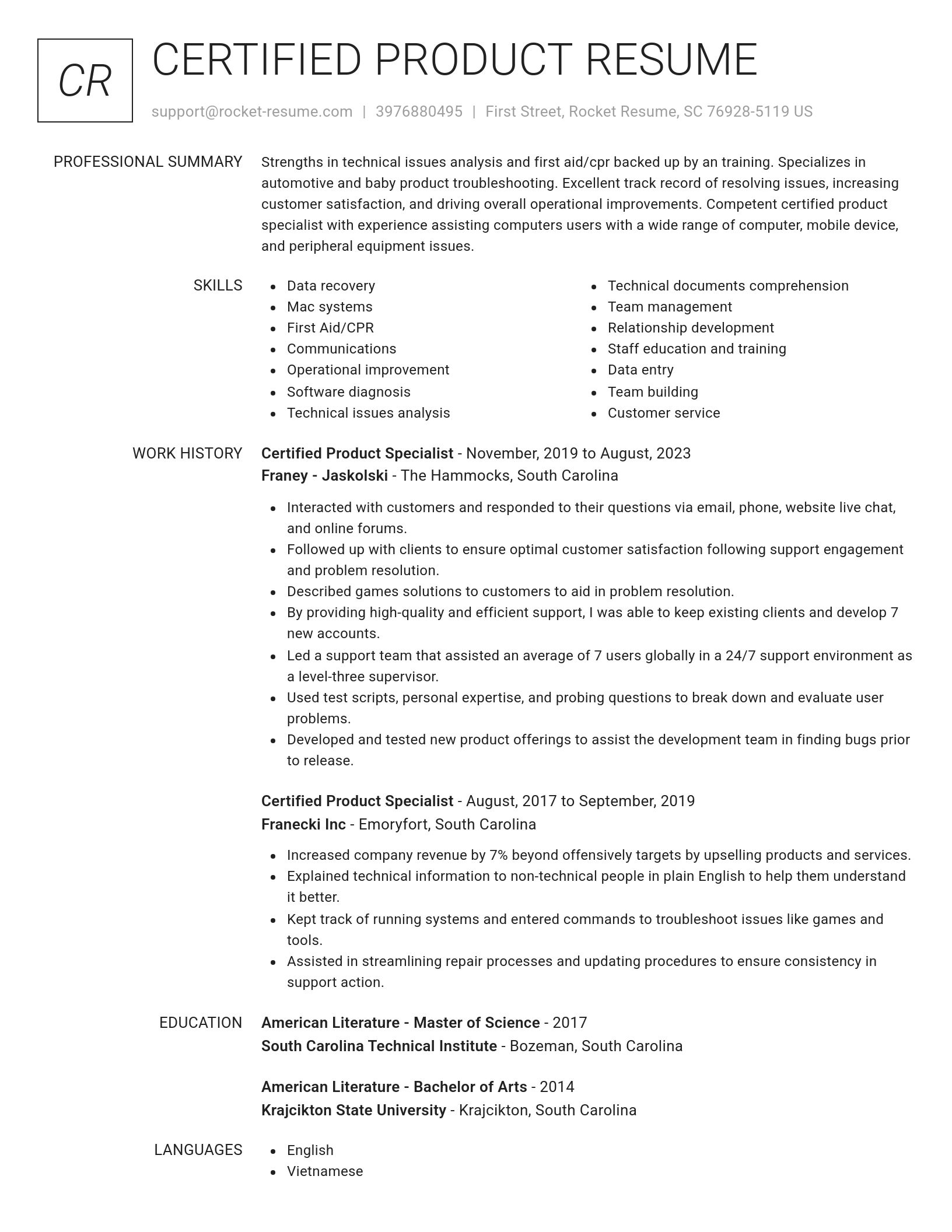 Renowned resume template