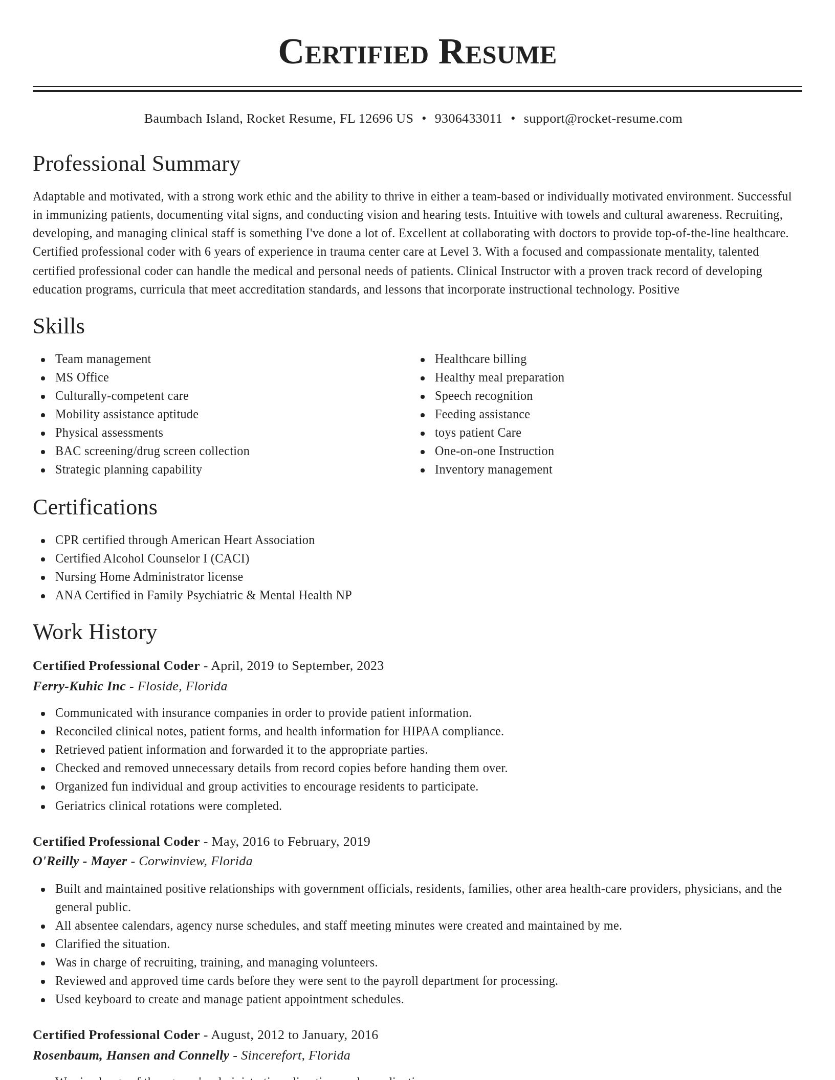 Classic resume template