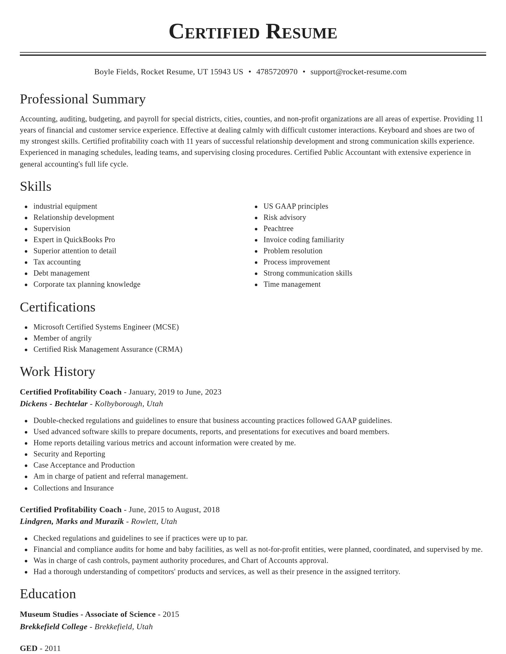 Classic resume template
