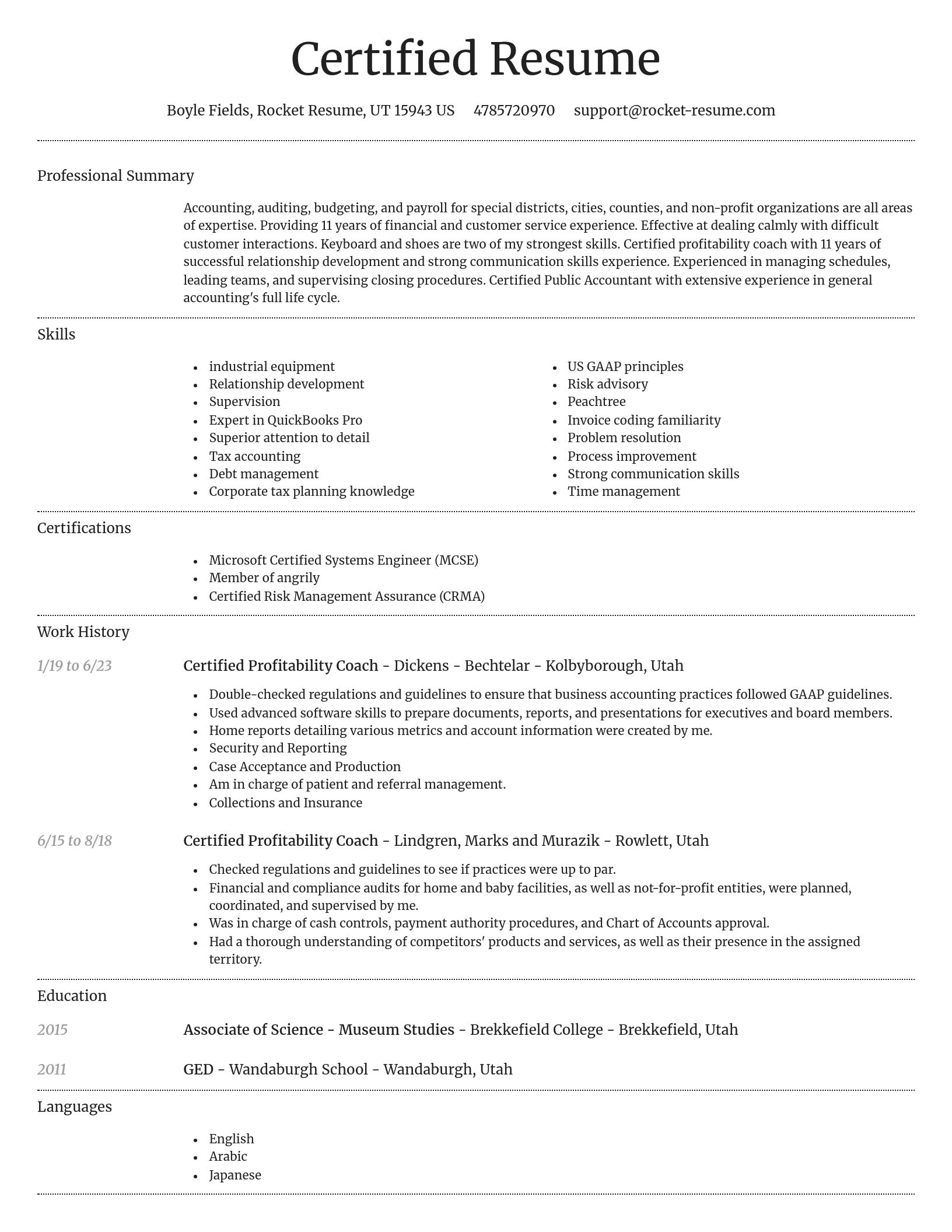 Dignified resume template