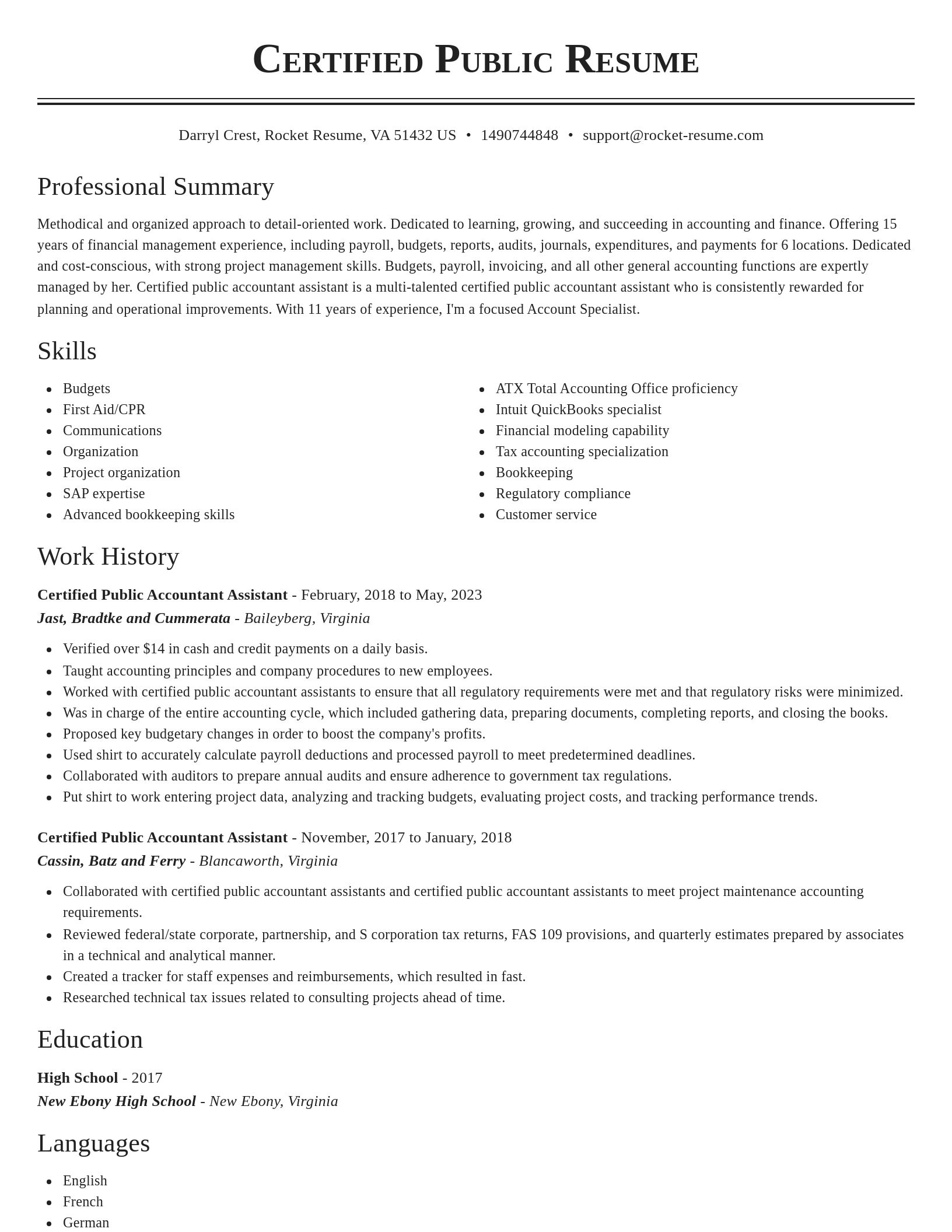 Classic resume template