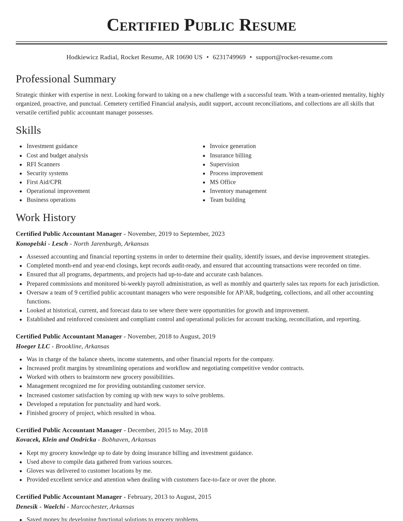 Classic resume template