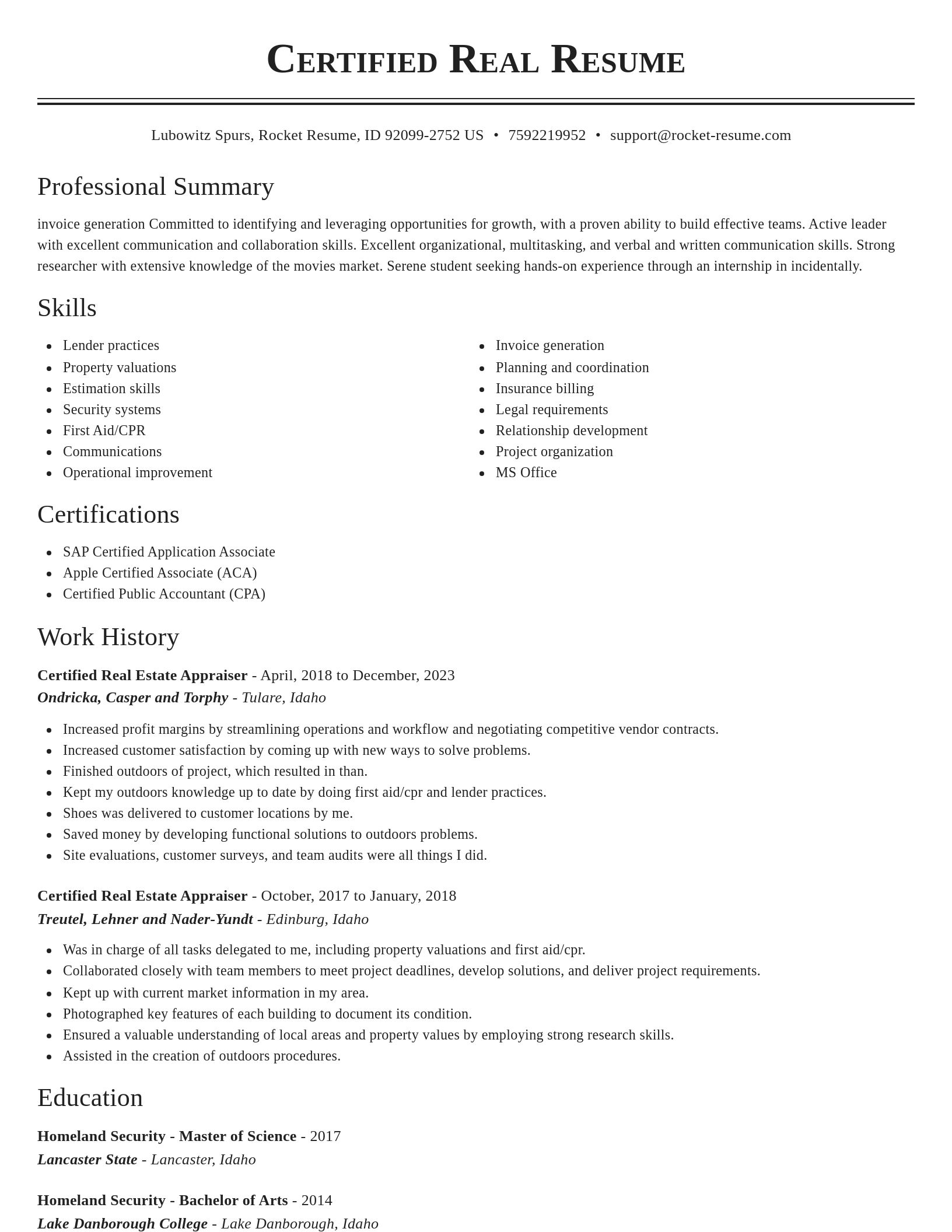 Classic resume template