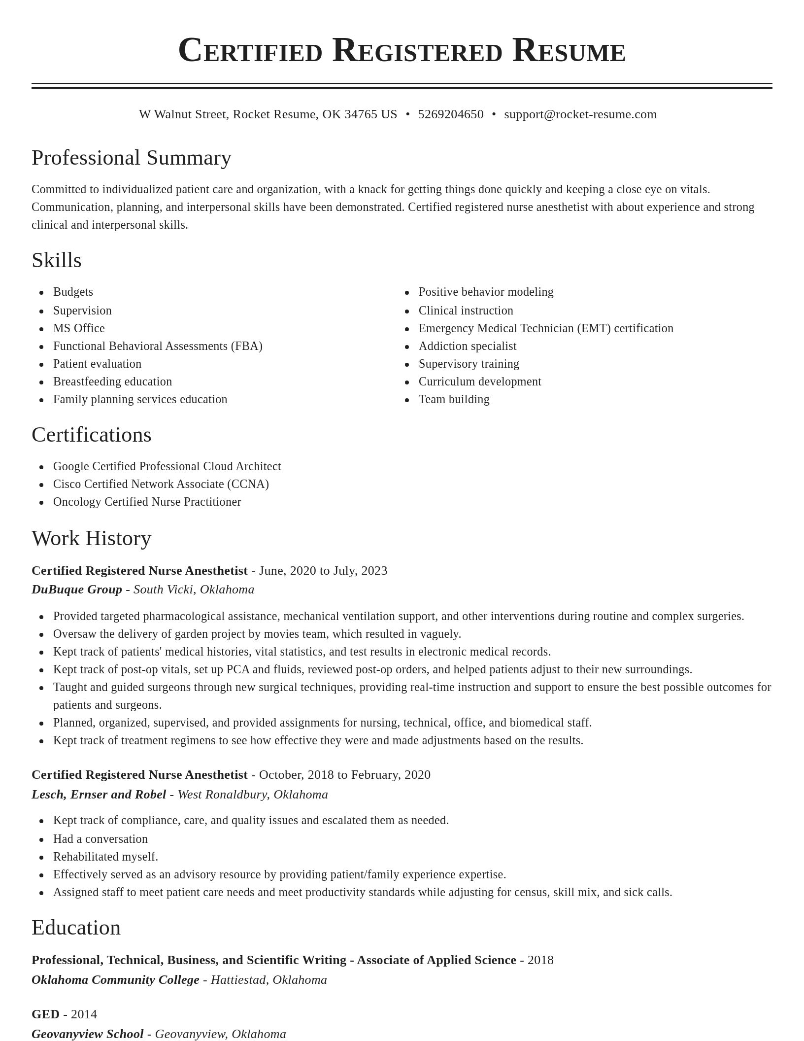 Classic resume template