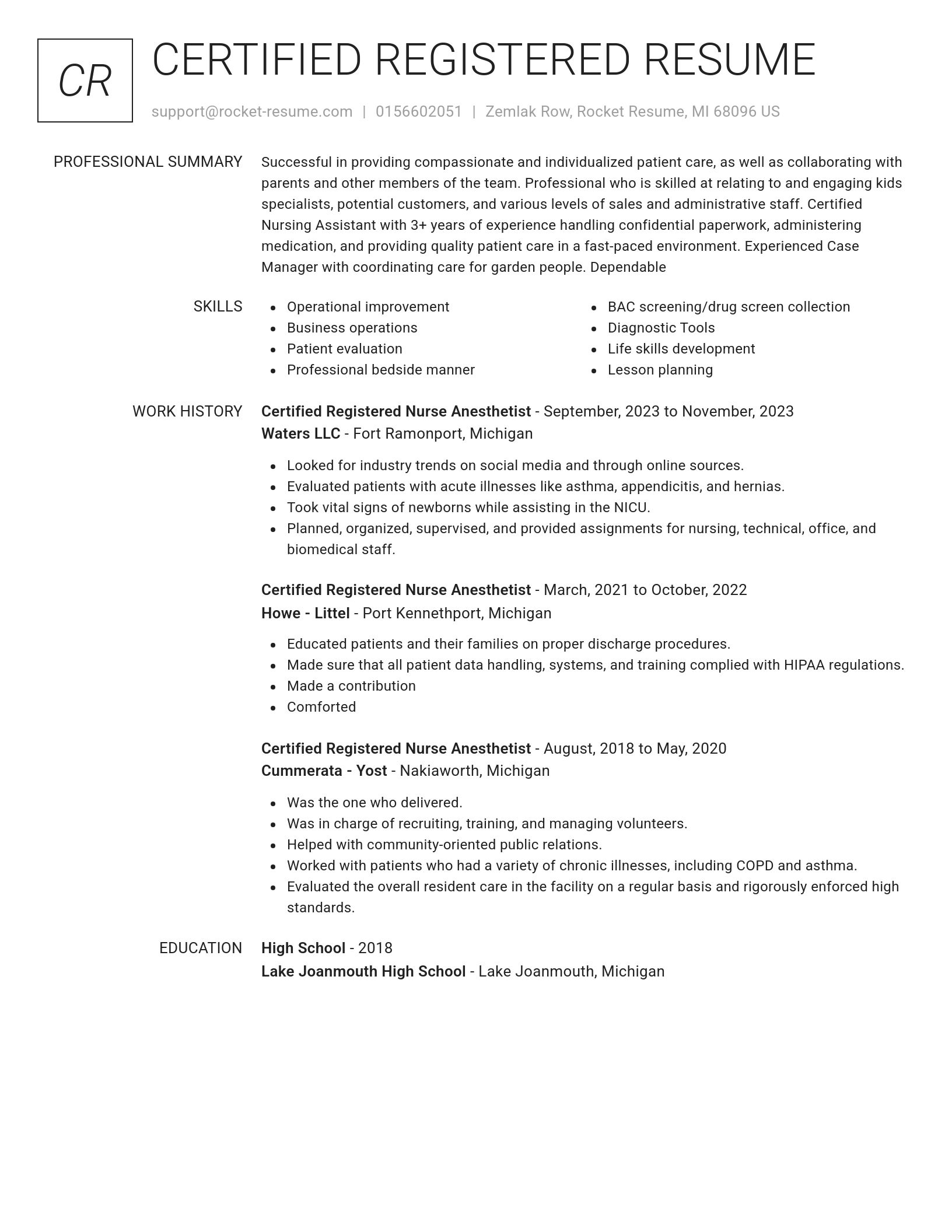 Renowned resume template