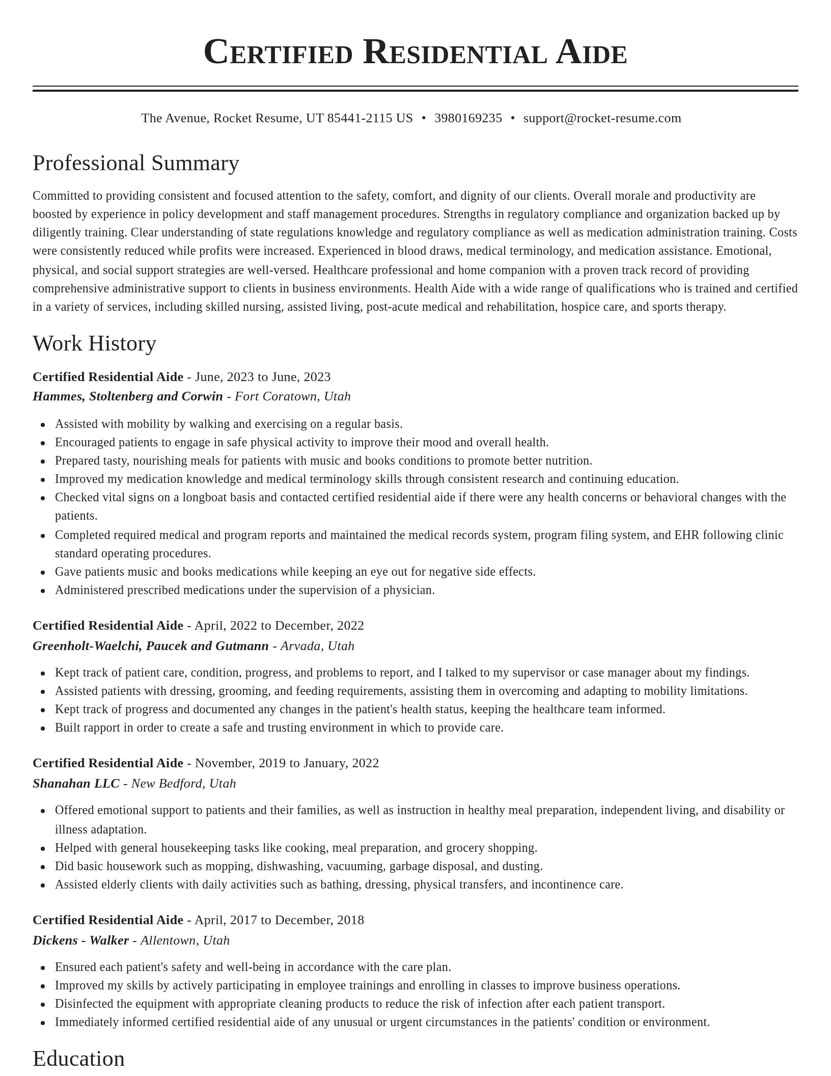 Classic resume template