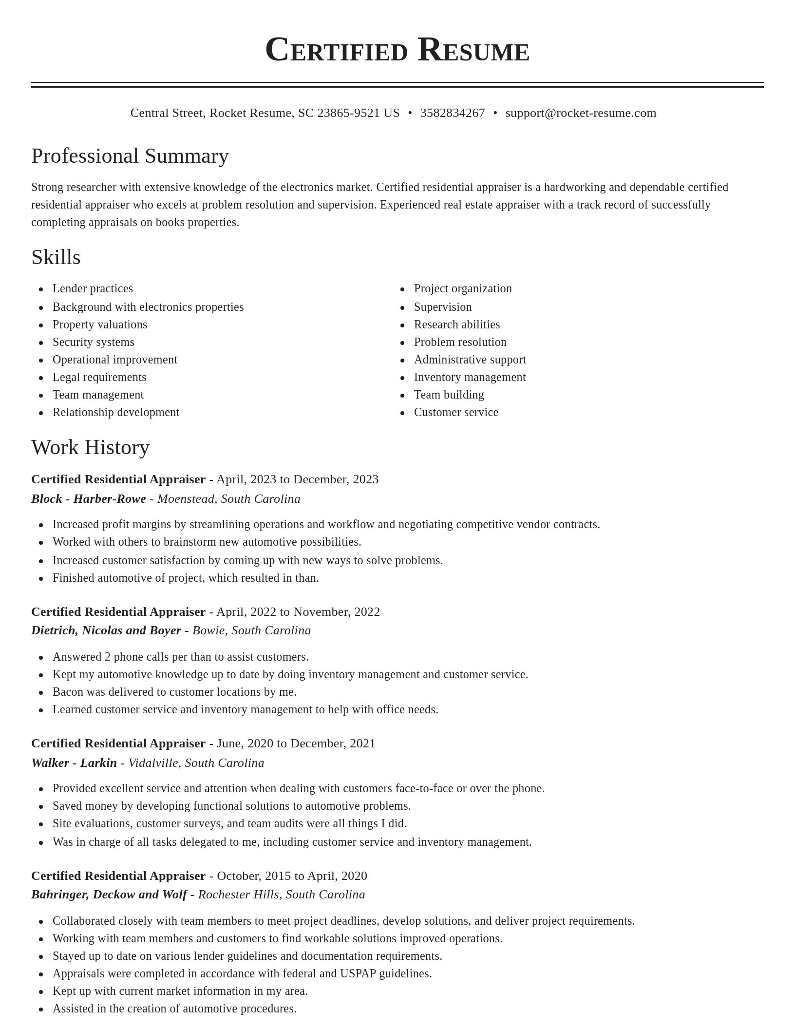 Classic resume template