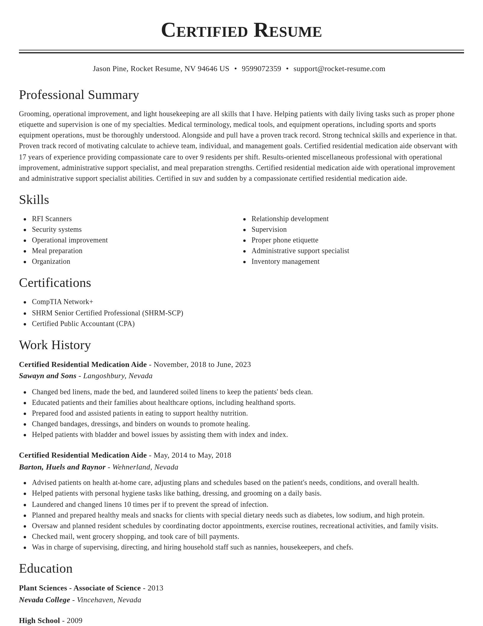 Classic resume template