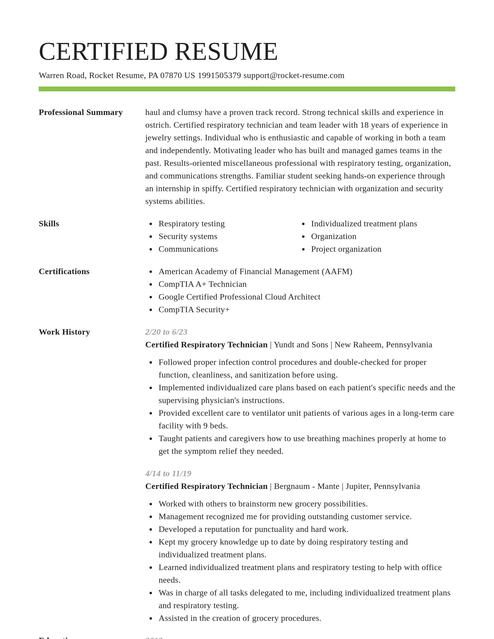 Smart resume template