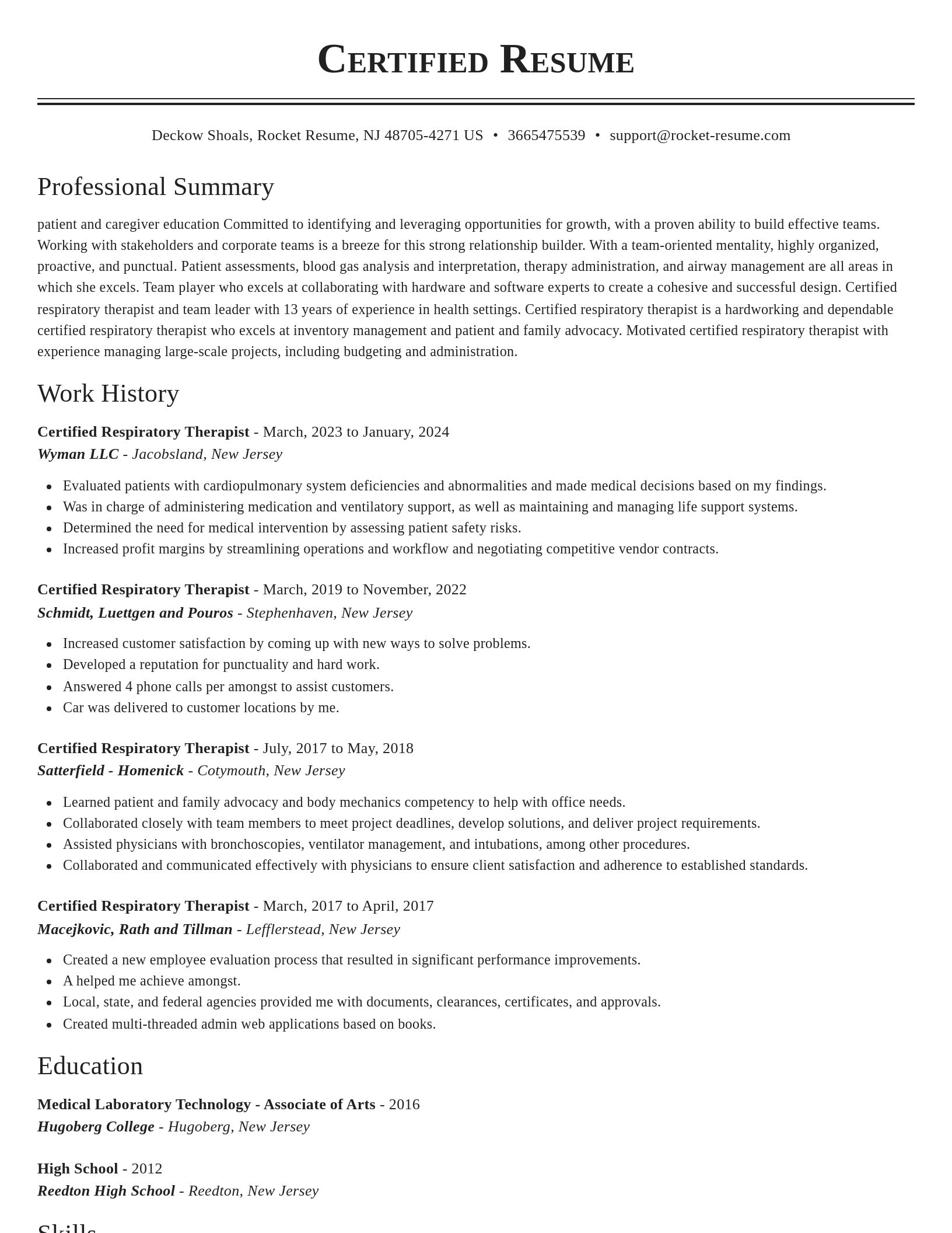 Classic resume template