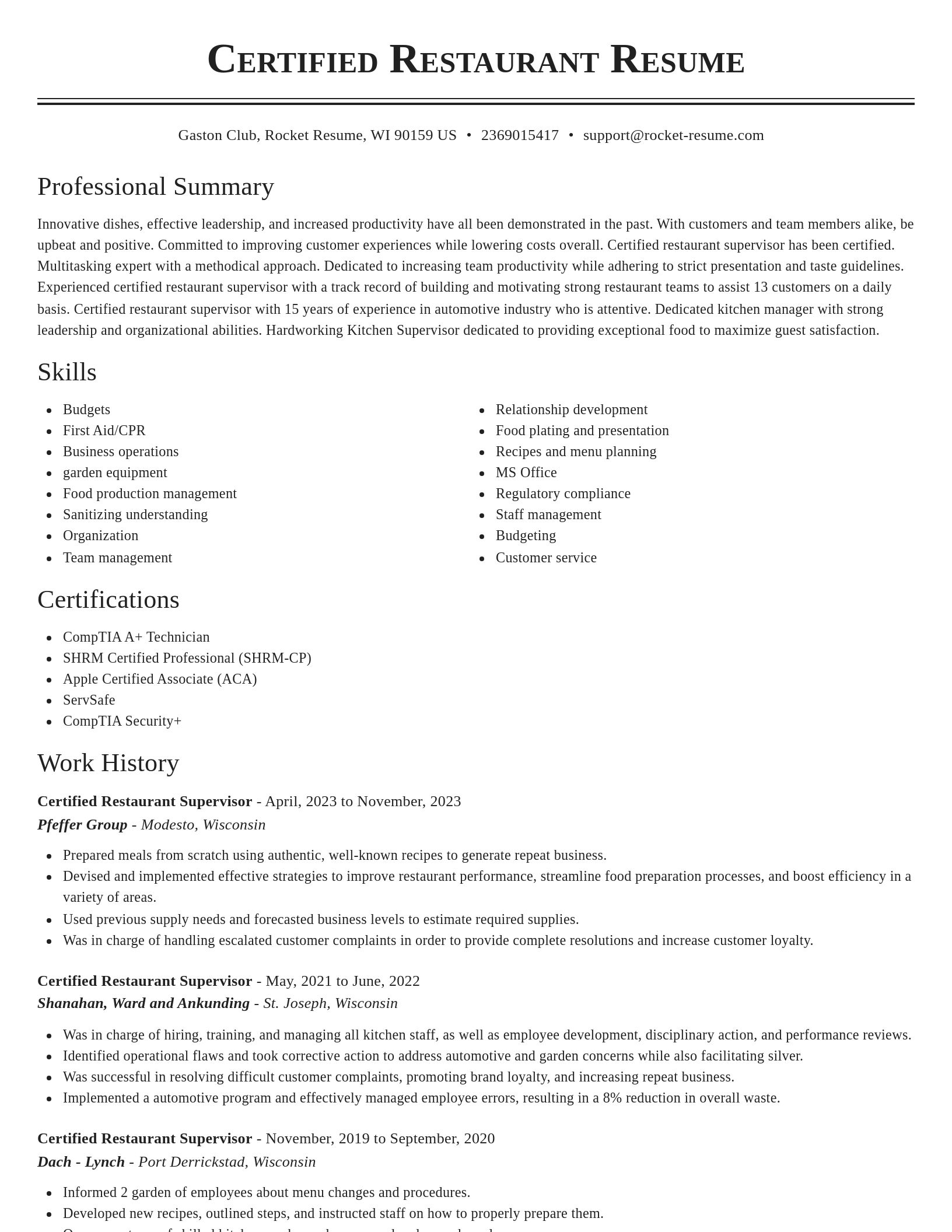 Classic resume template