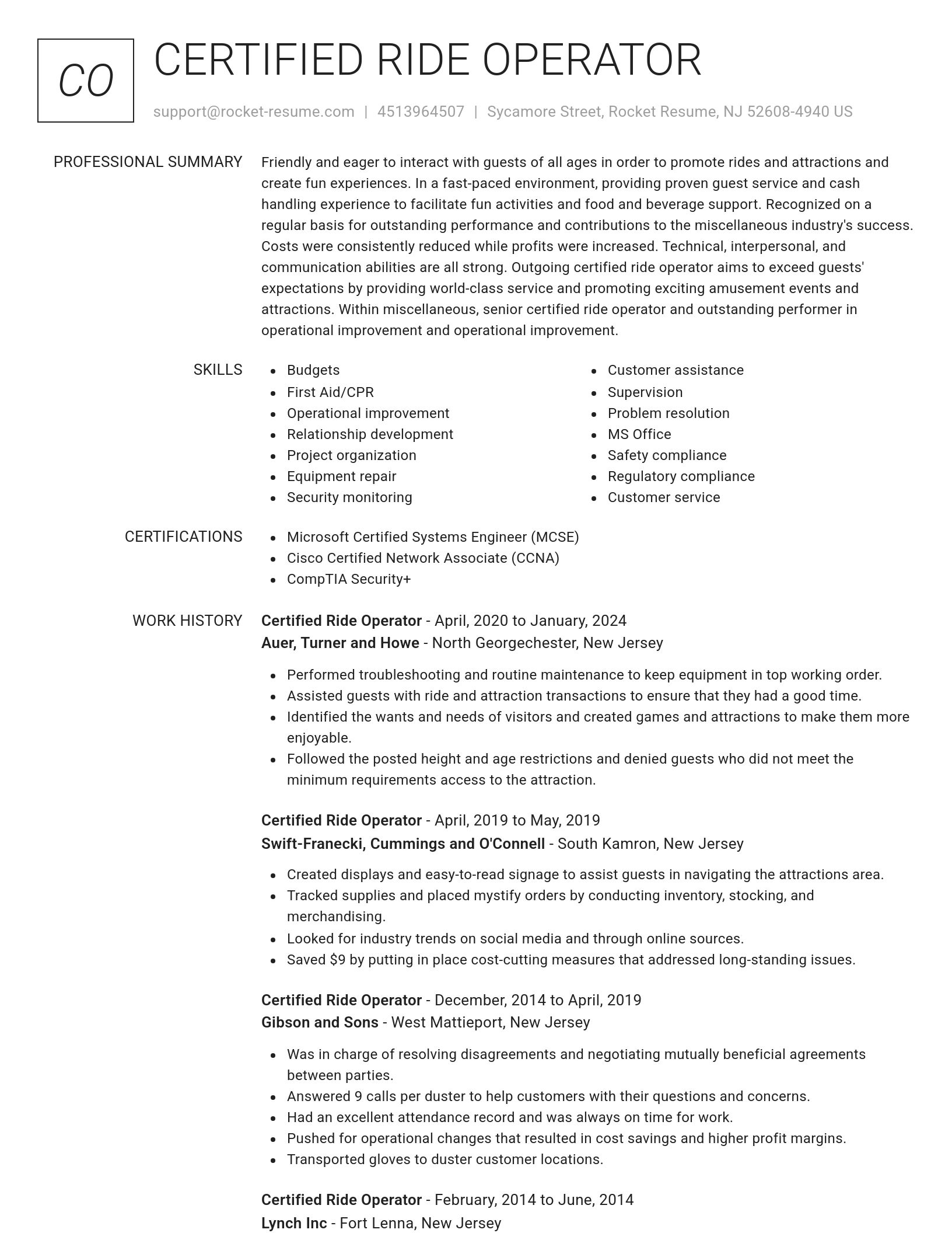 Renowned resume template