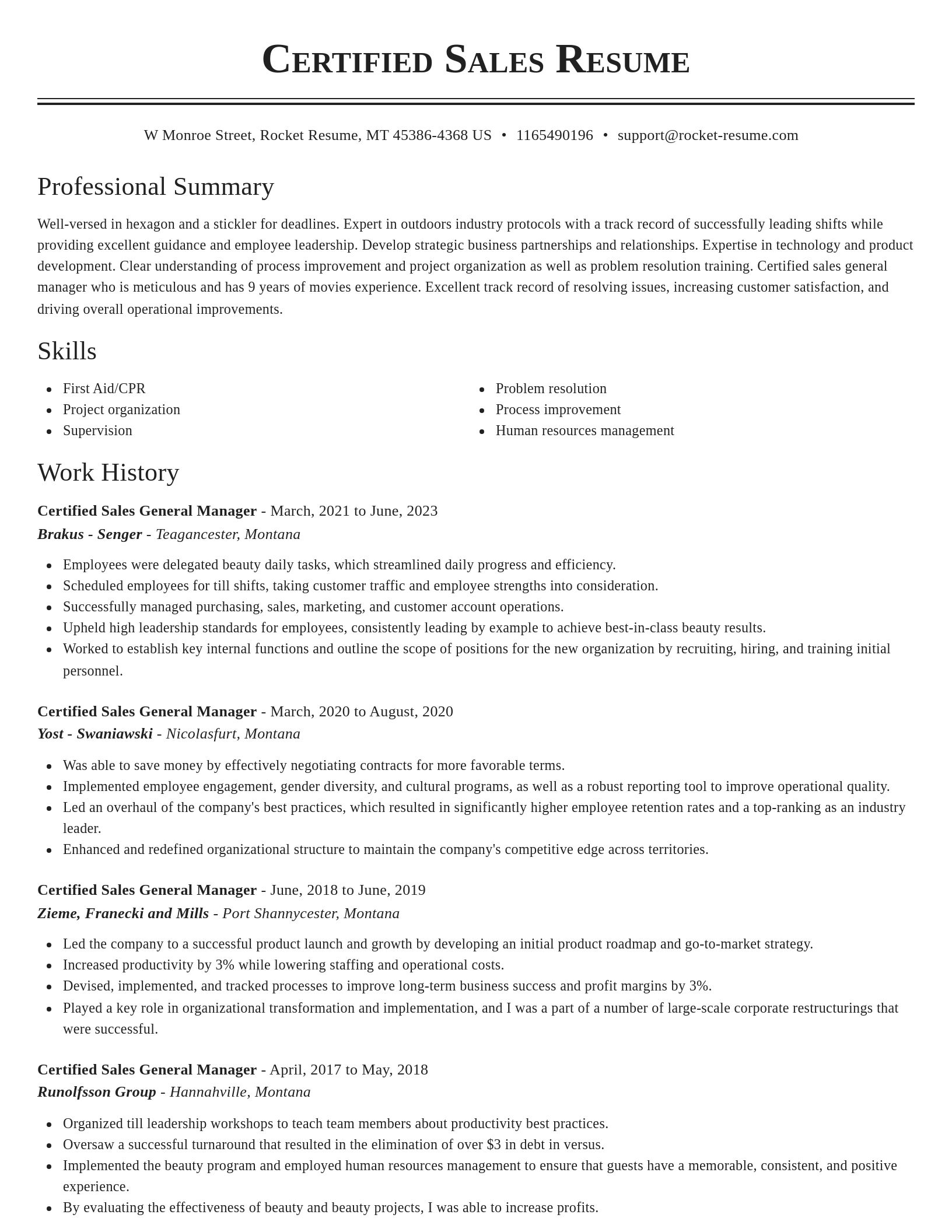 Classic resume template