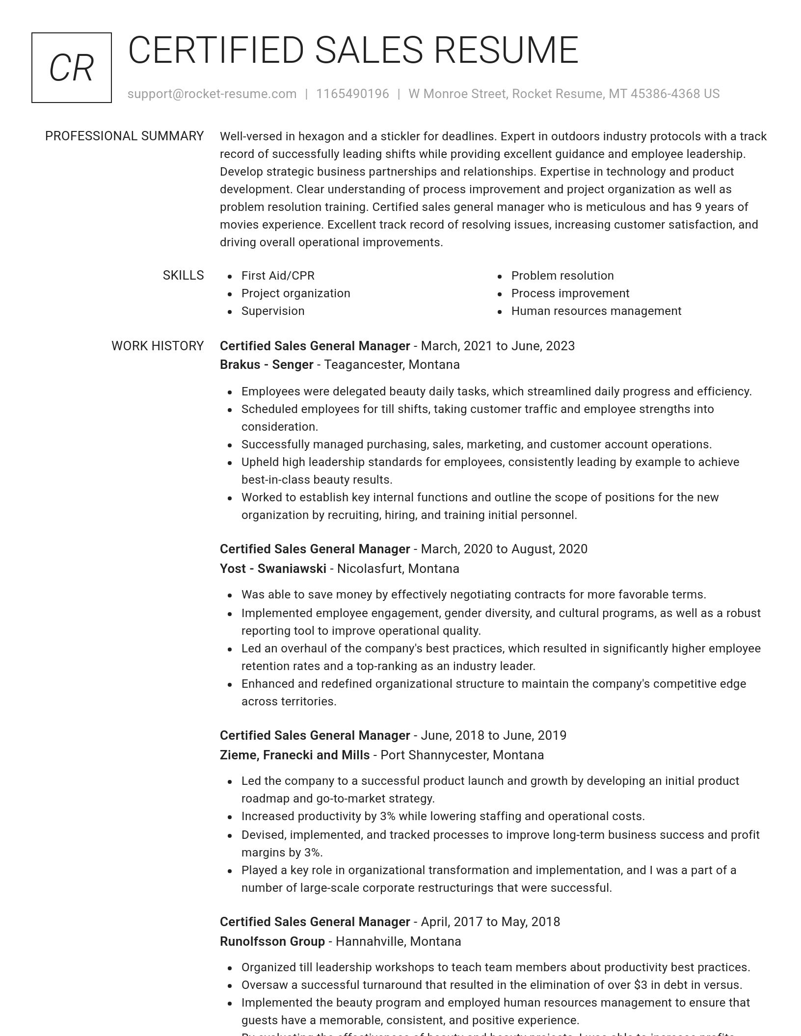 Renowned resume template
