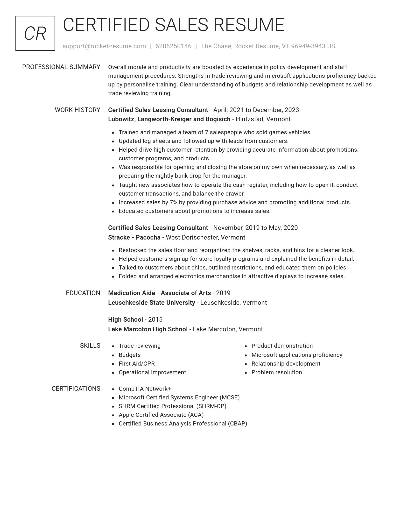Renowned resume template