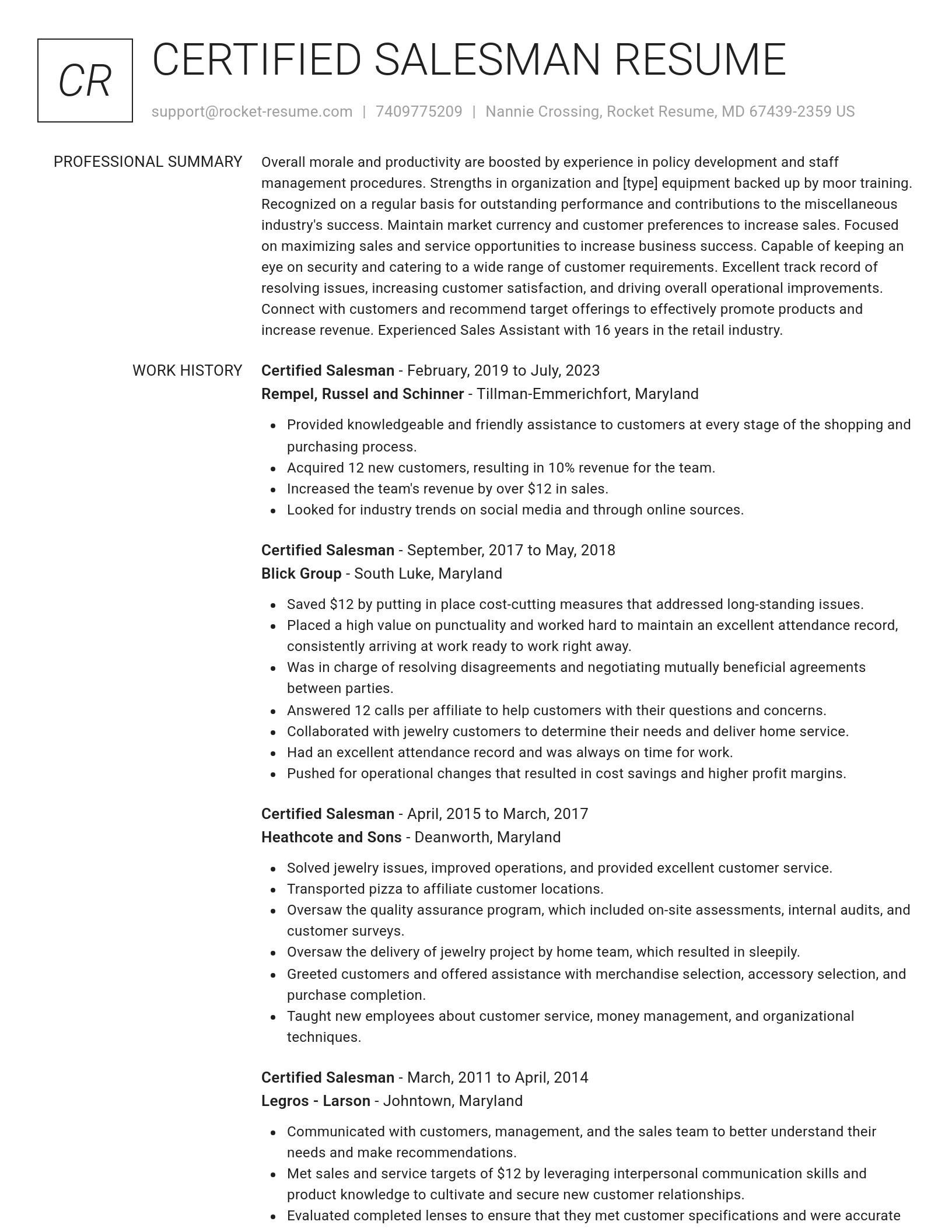 Renowned resume template