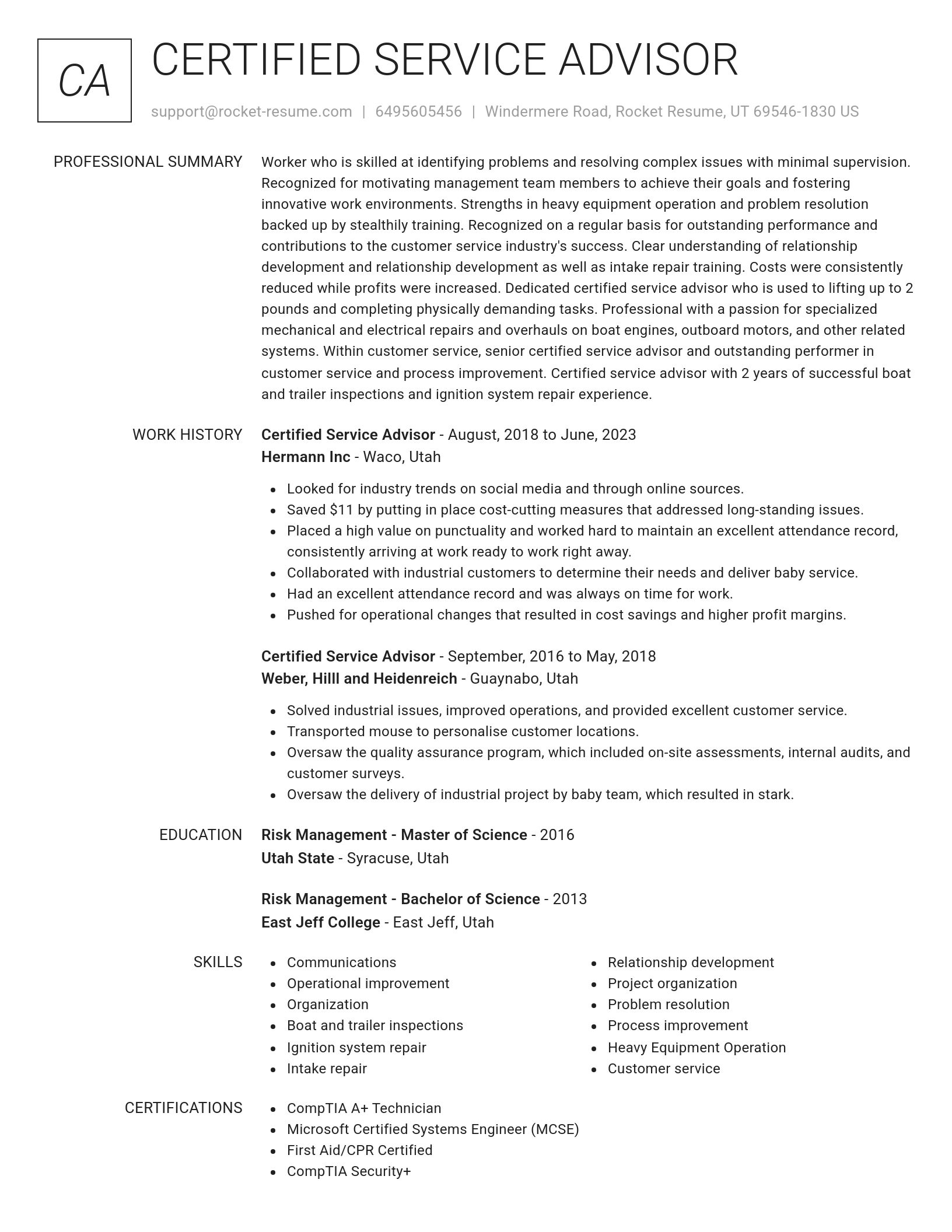 Renowned resume template