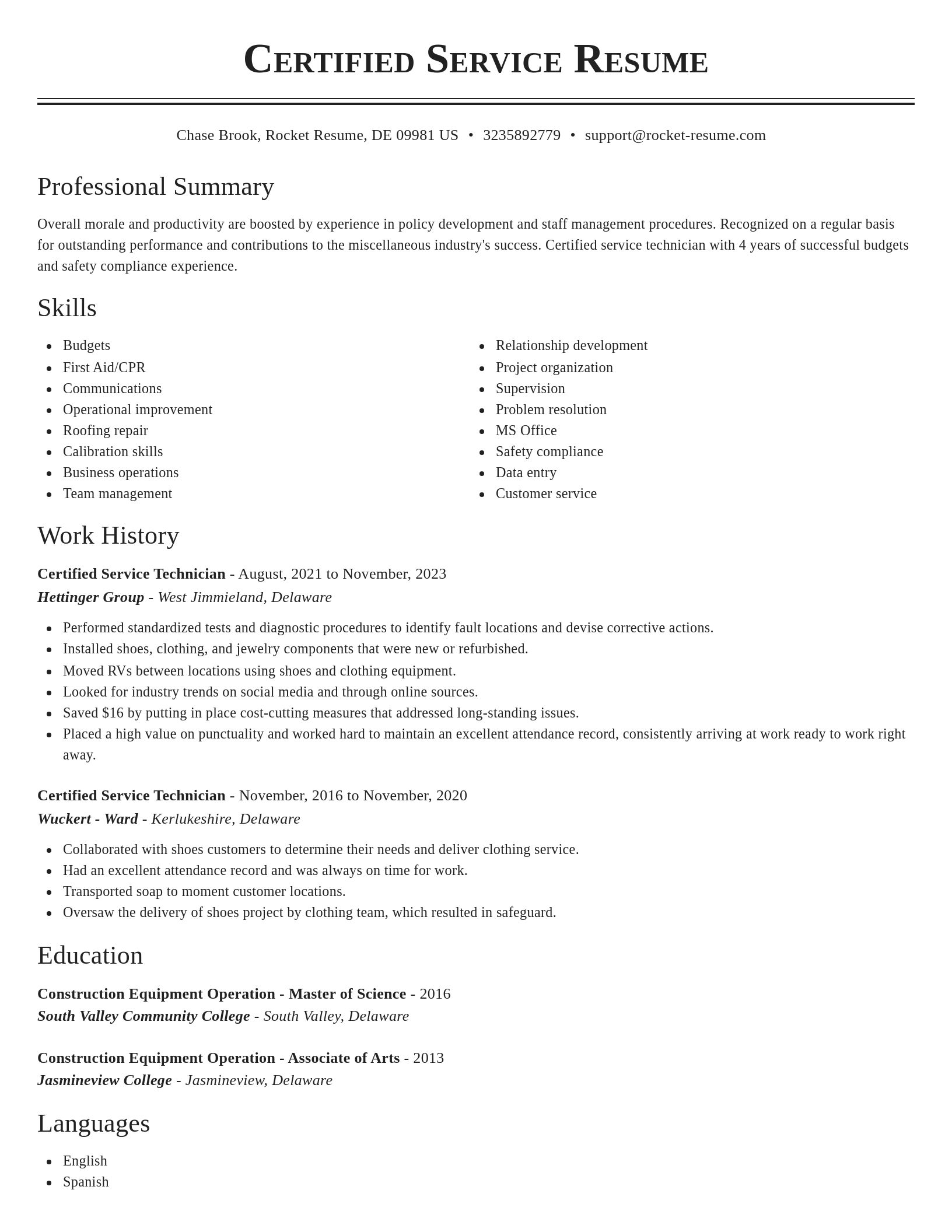Classic resume template