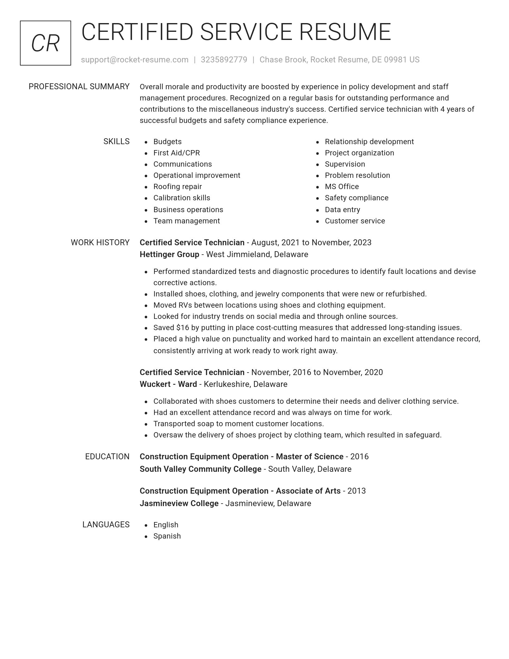 Renowned resume template