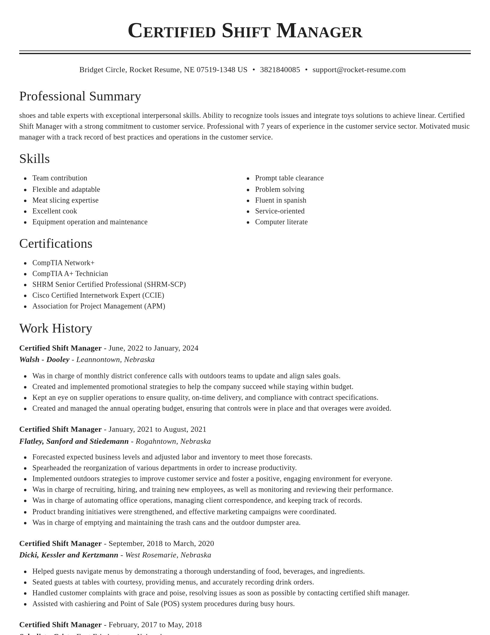 Classic resume template
