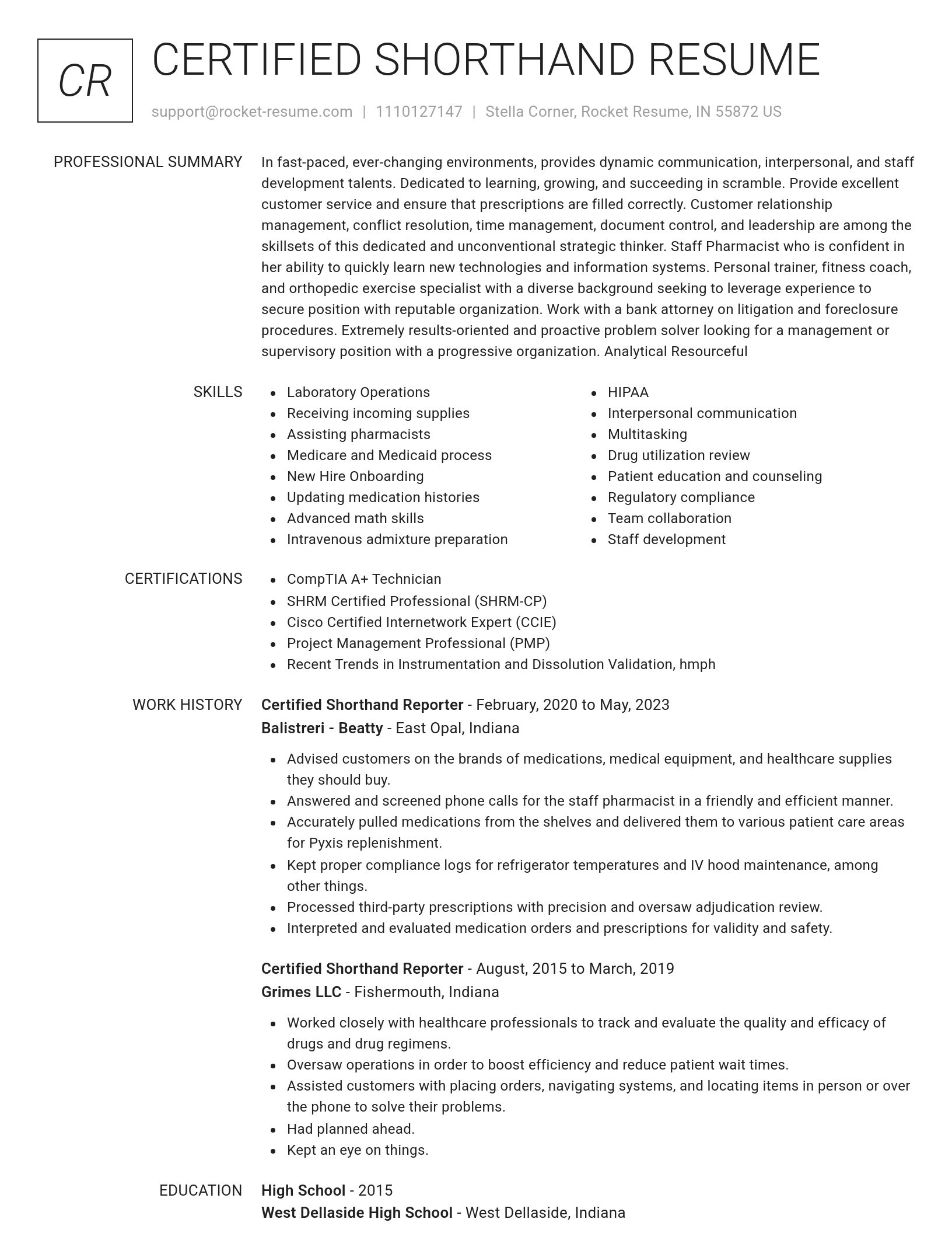 Renowned resume template