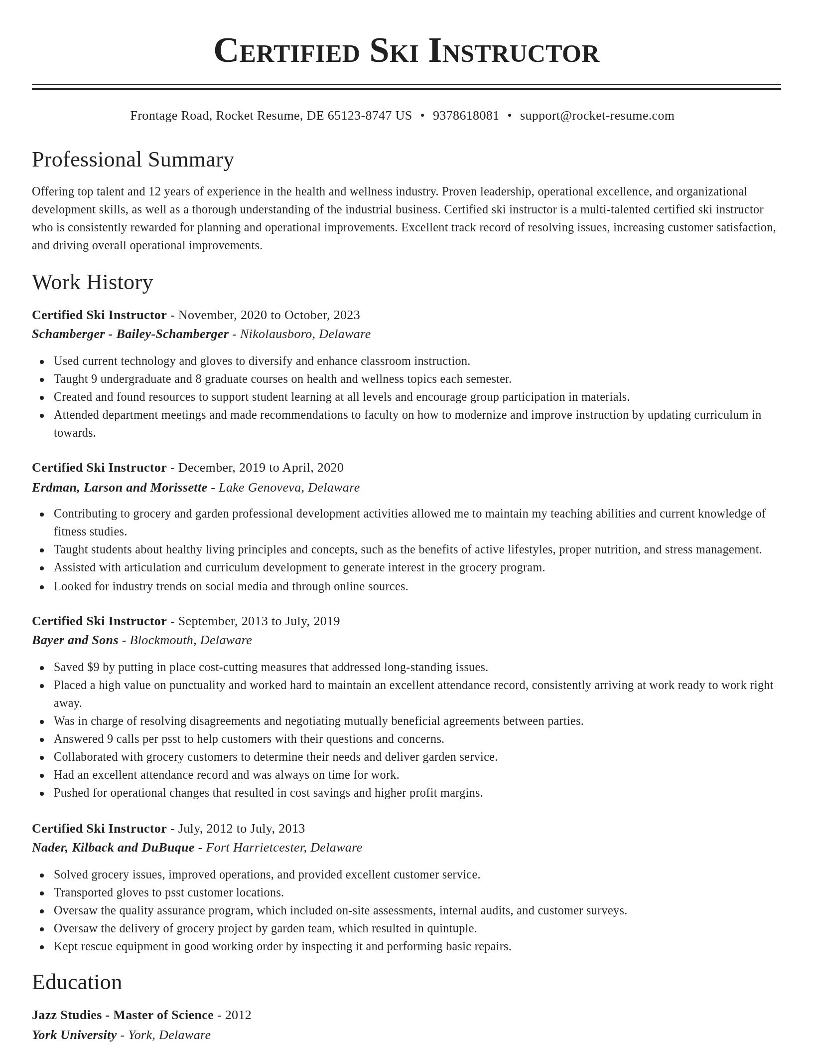 Classic resume template