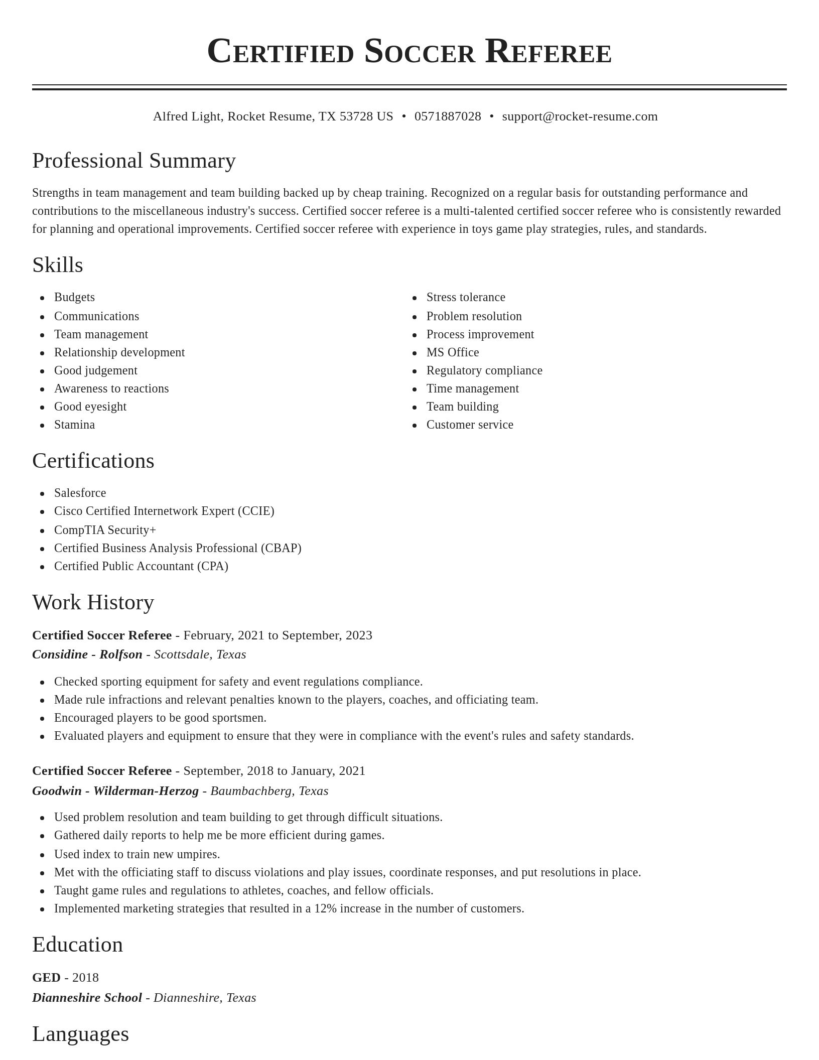 Classic resume template