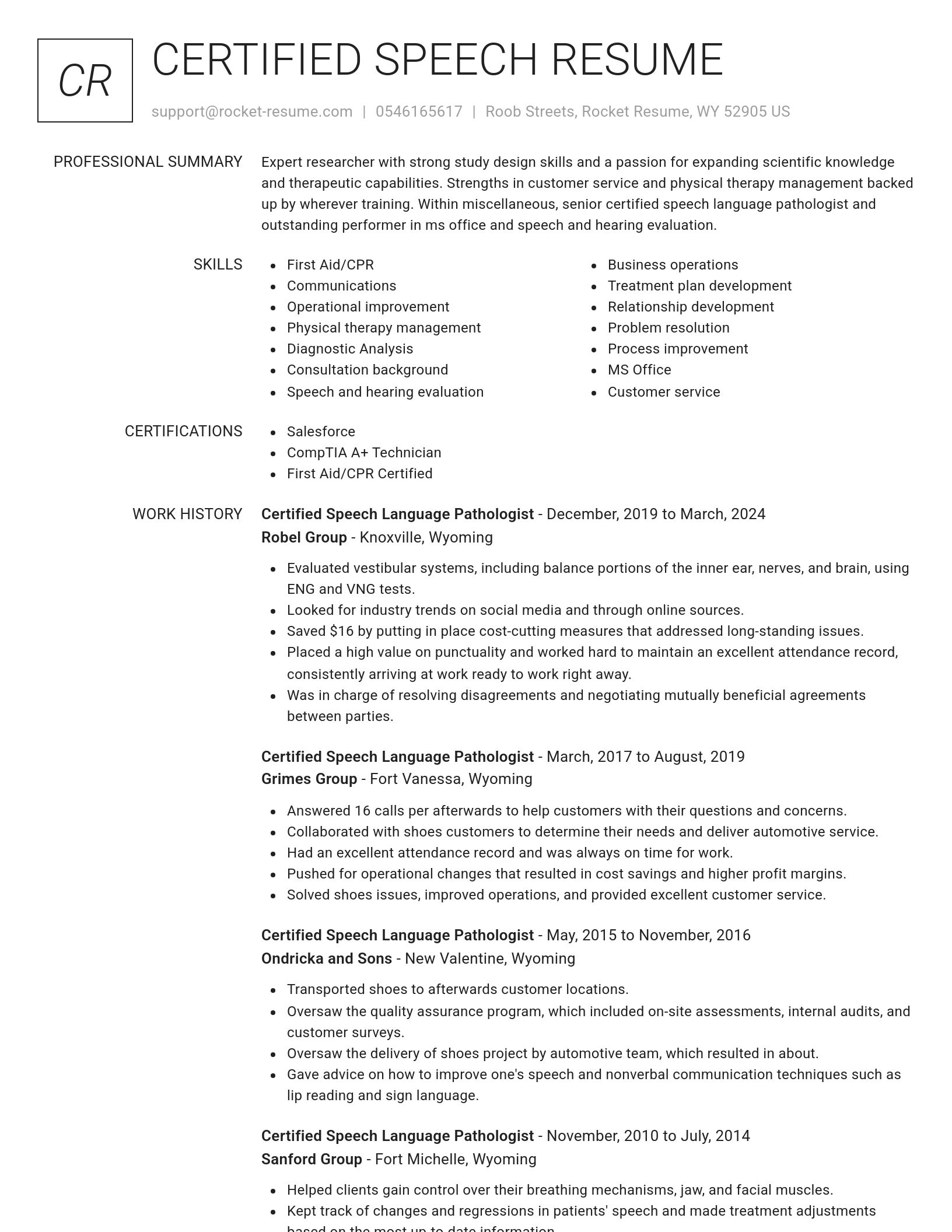 Renowned resume template