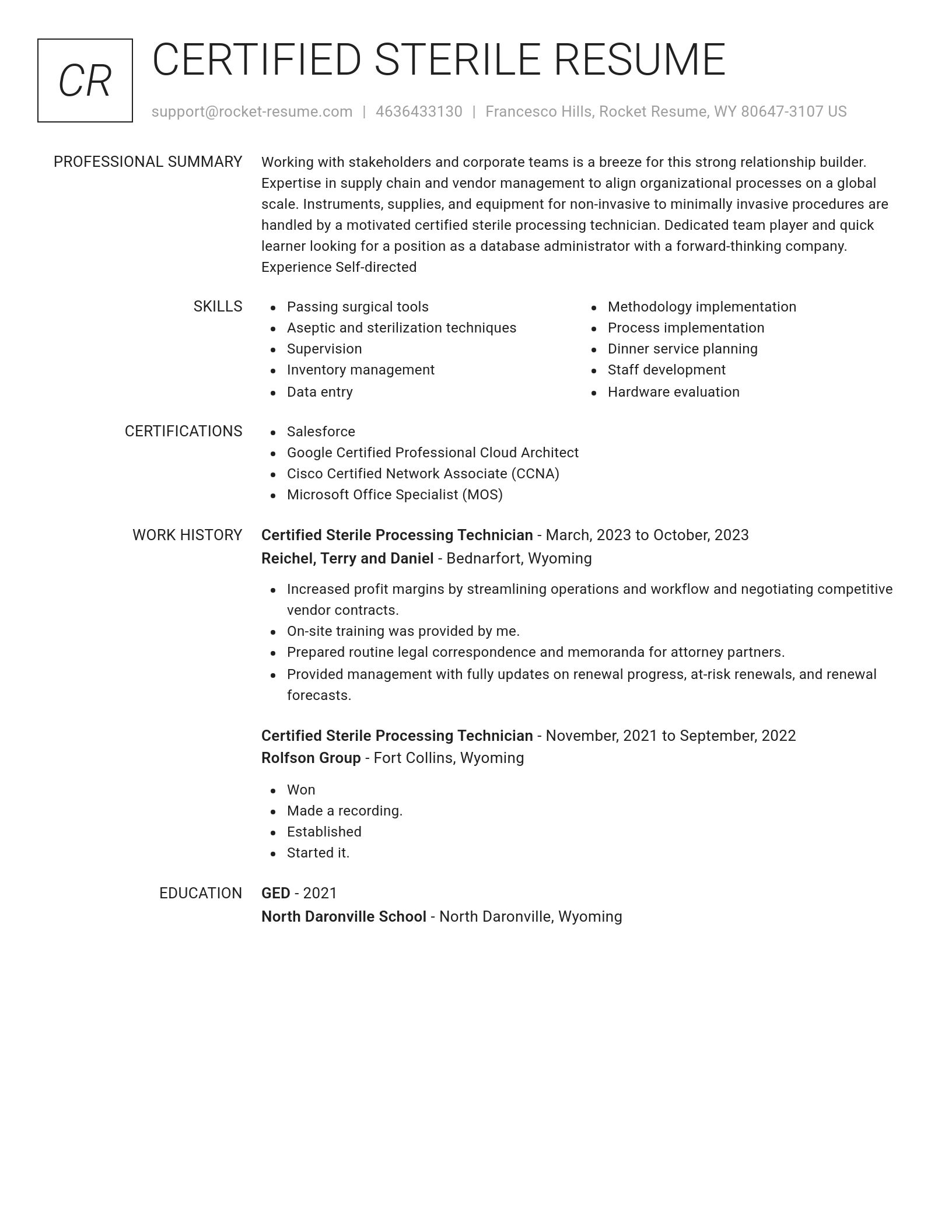 Renowned resume template