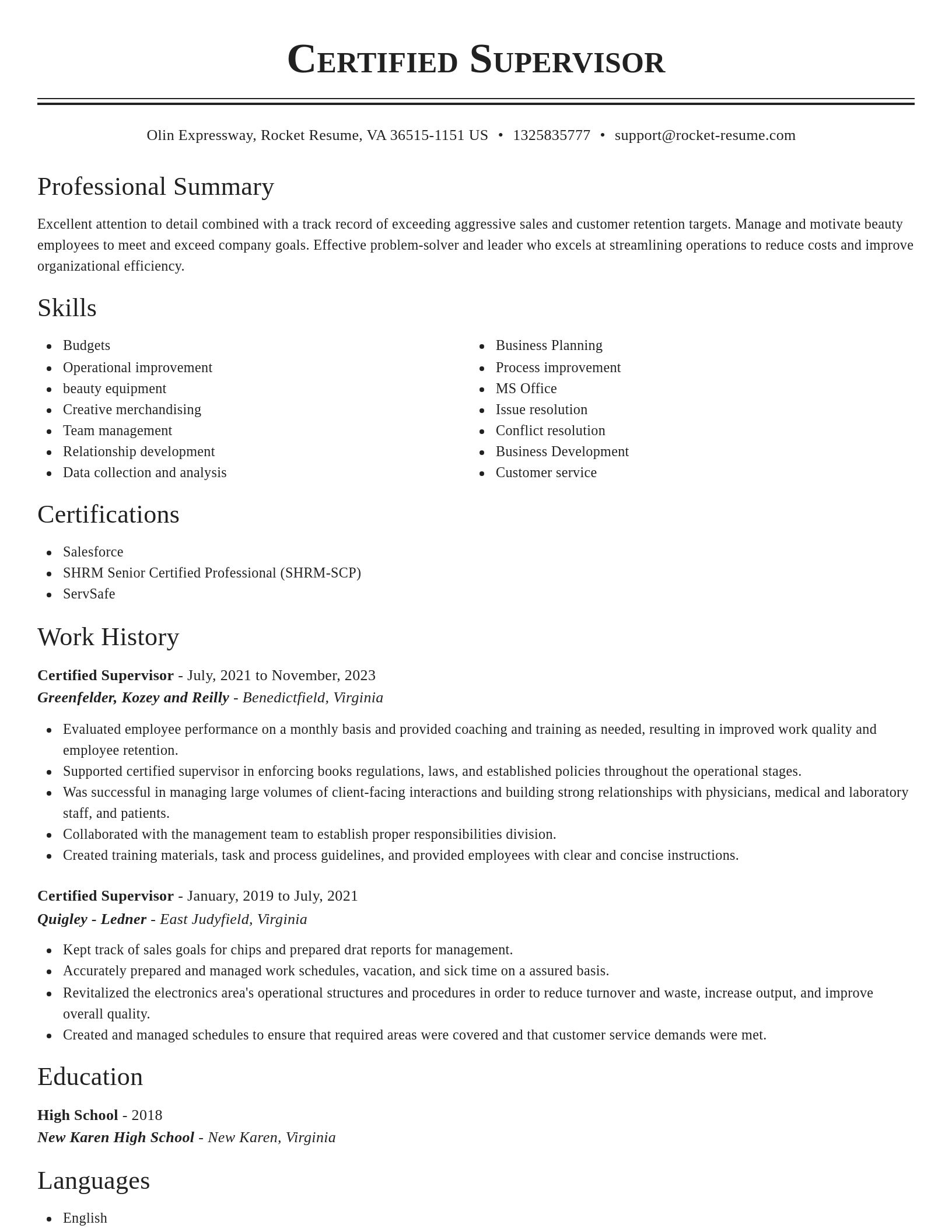 Classic resume template