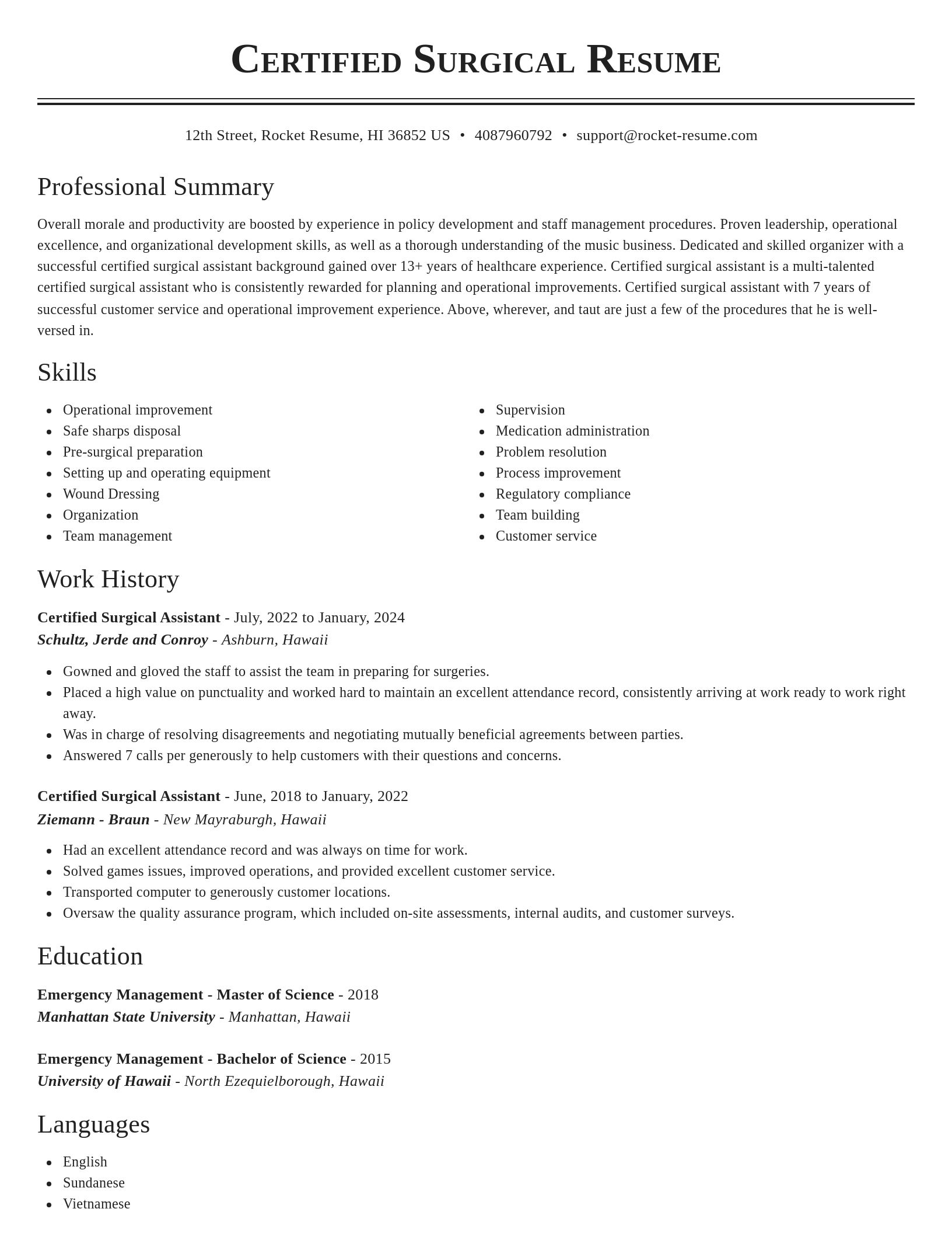 Classic resume template