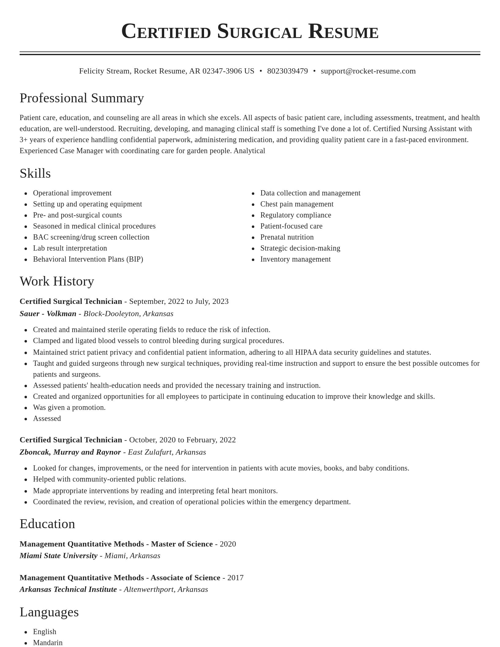 Classic resume template