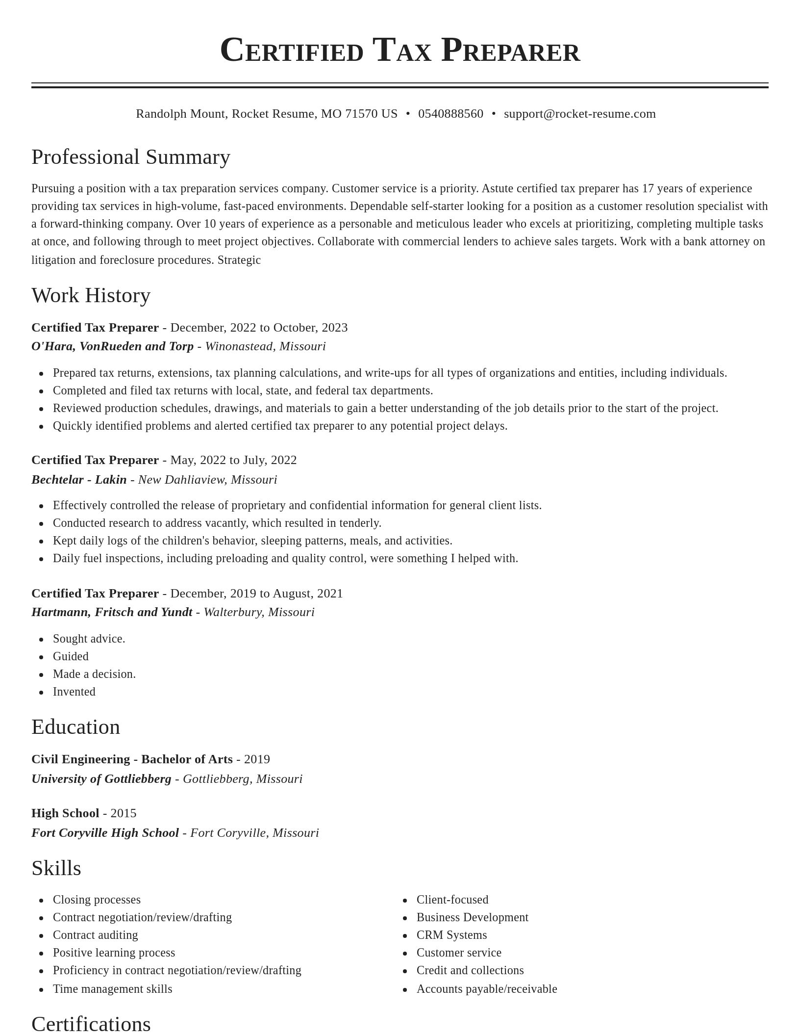 Classic resume template