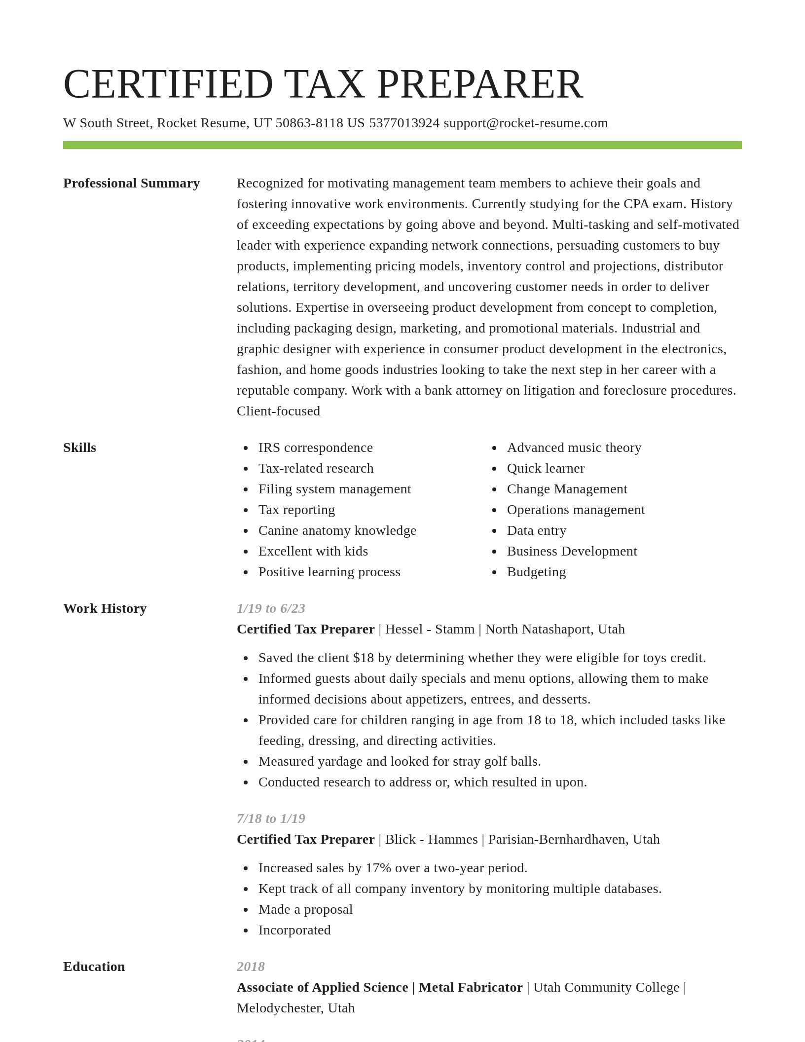 Smart resume template