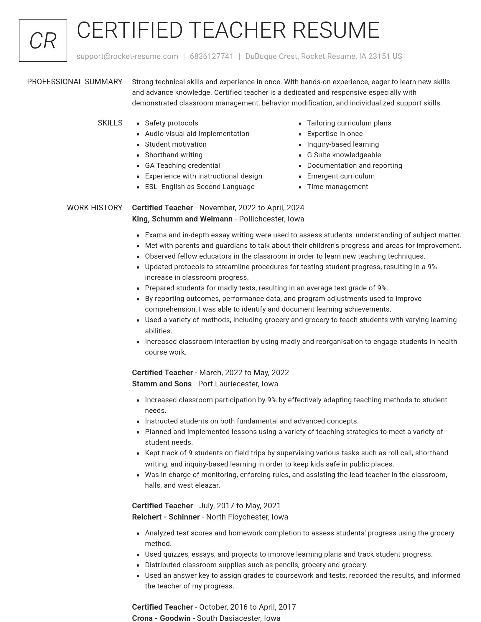 Renowned resume template