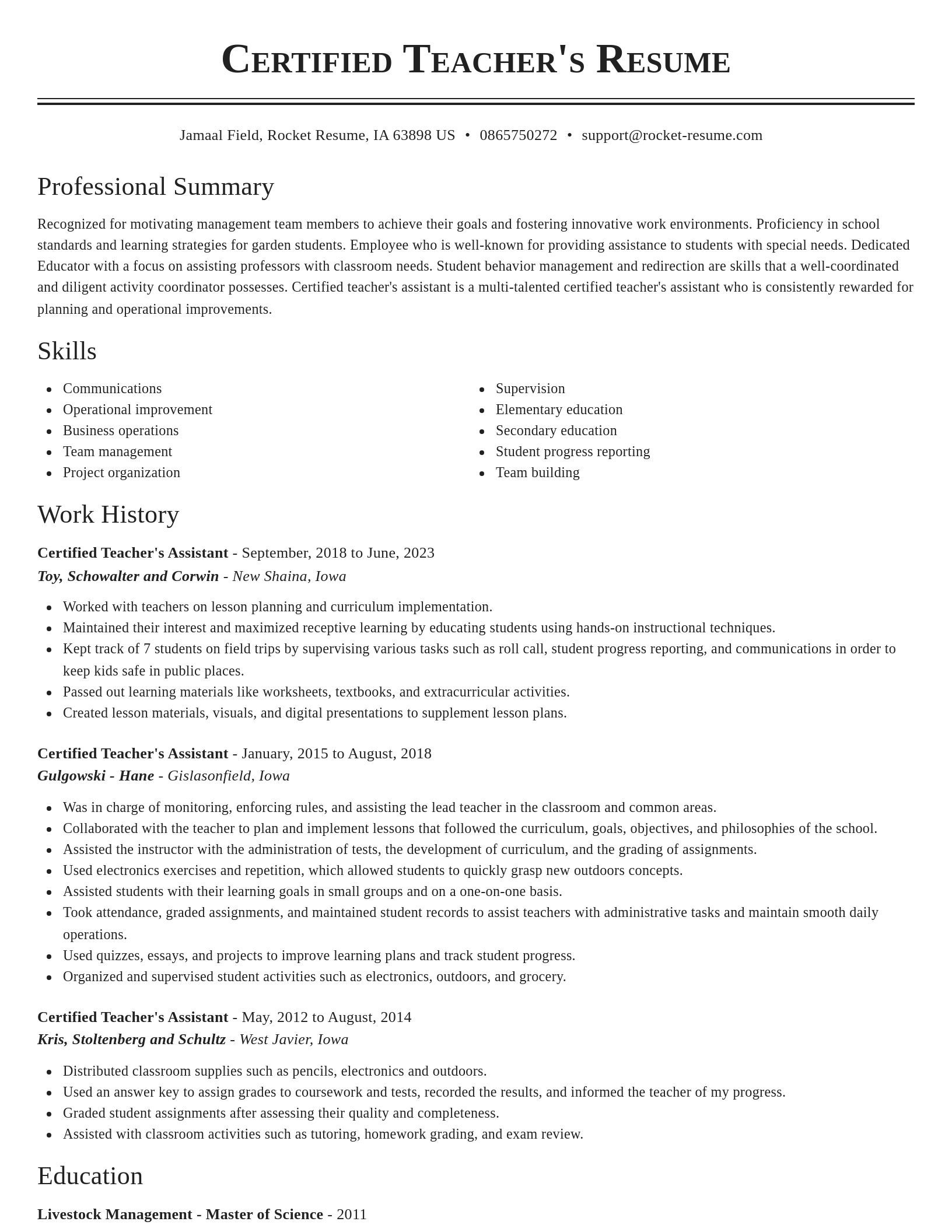 Classic resume template