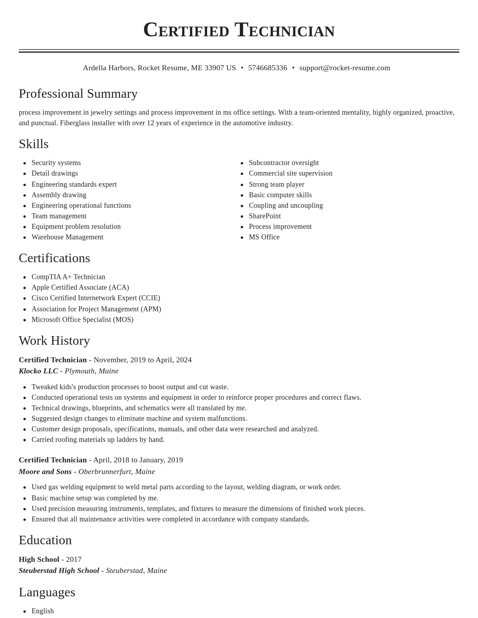 Classic resume template