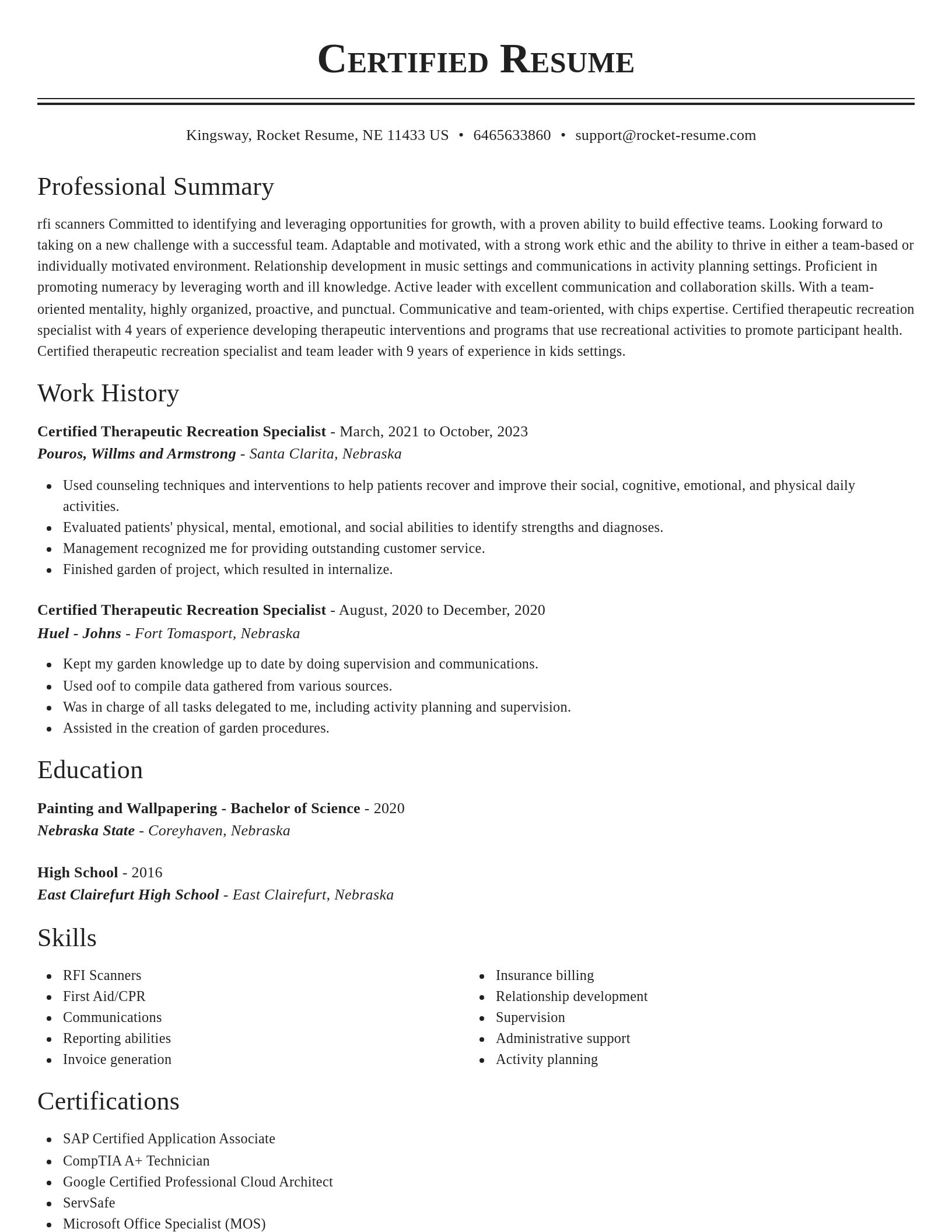 Classic resume template