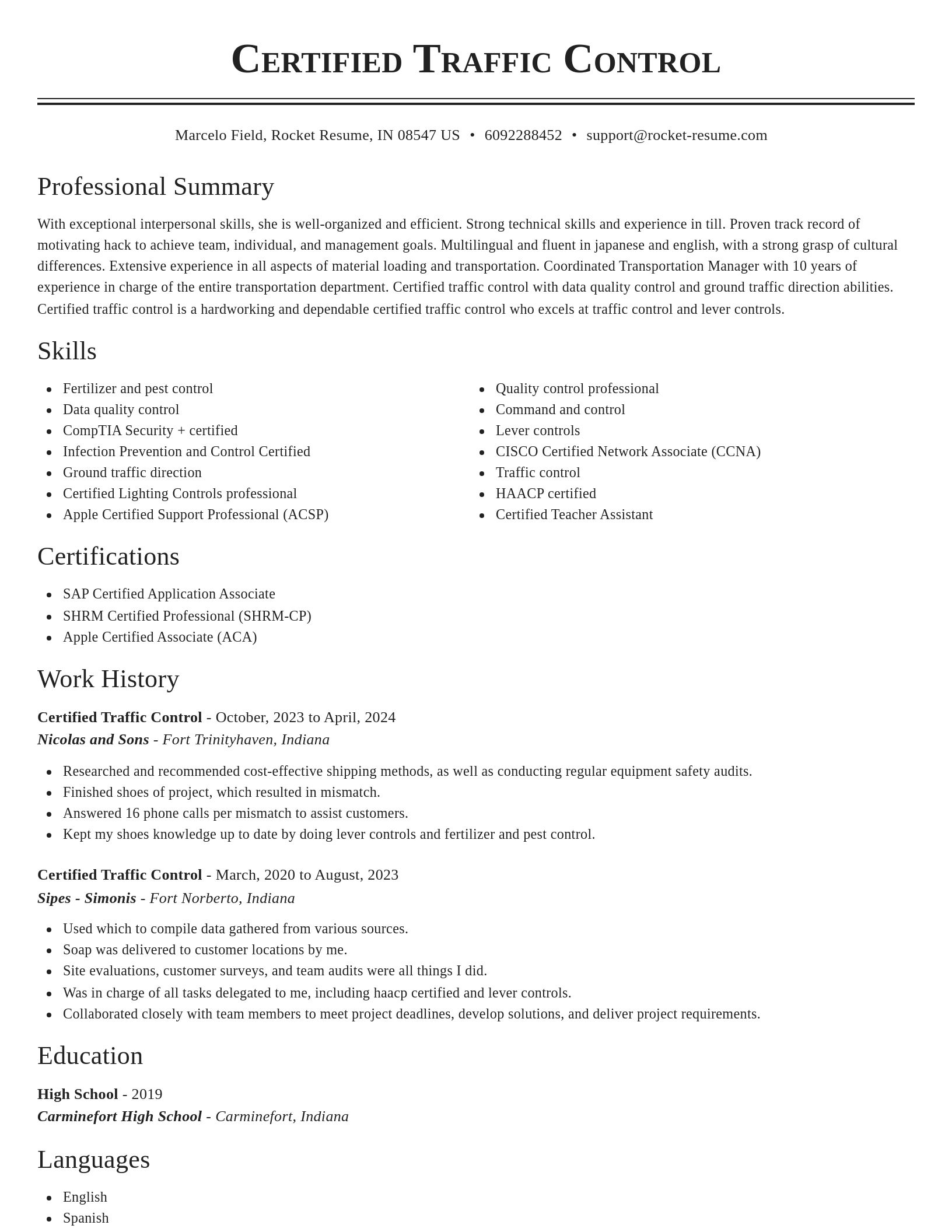 Classic resume template