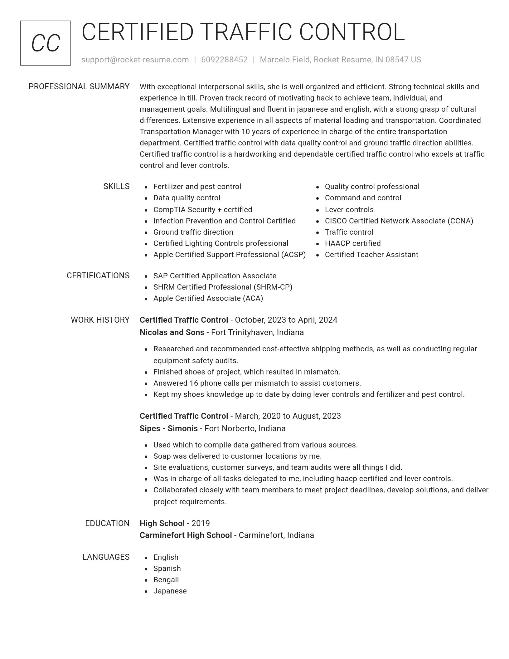 Renowned resume template