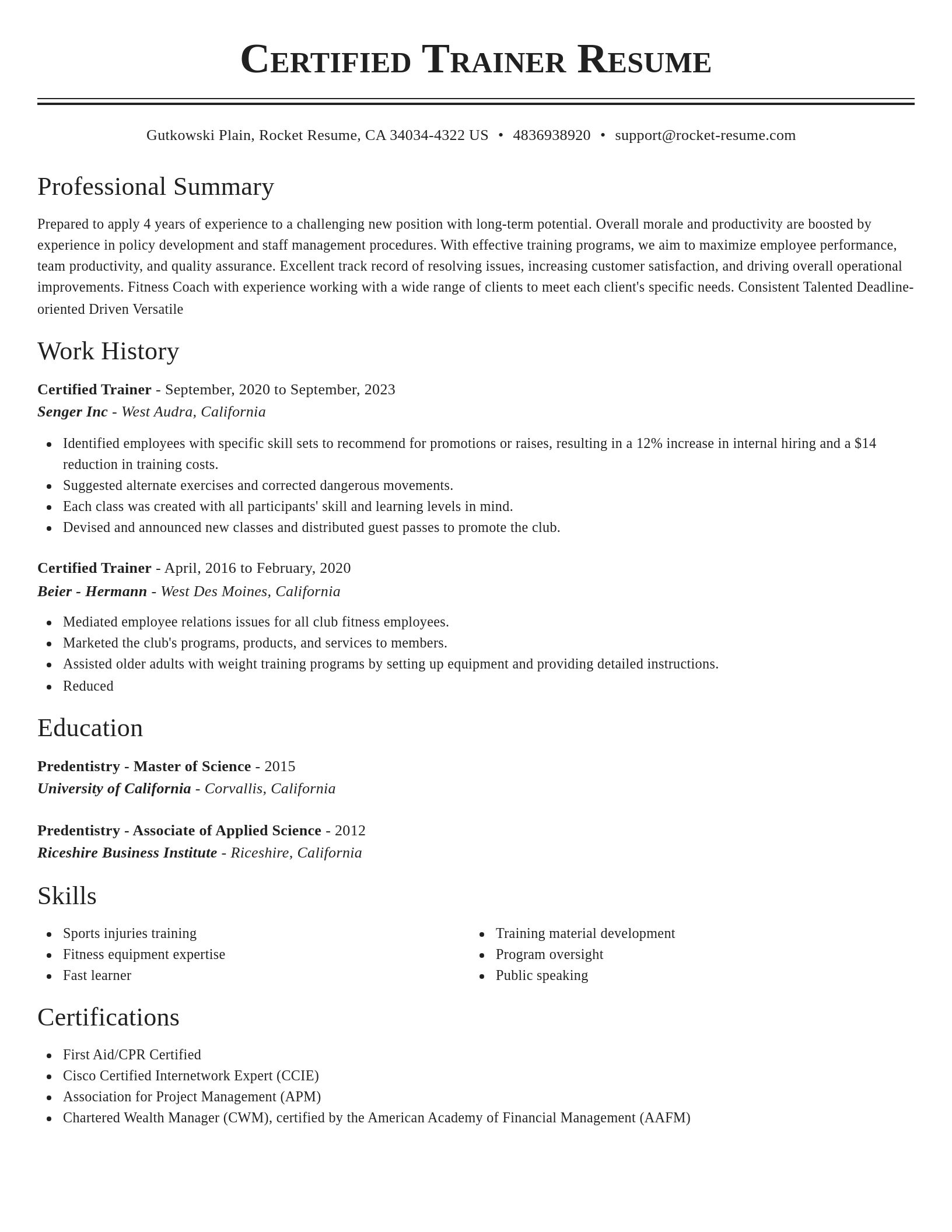Classic resume template