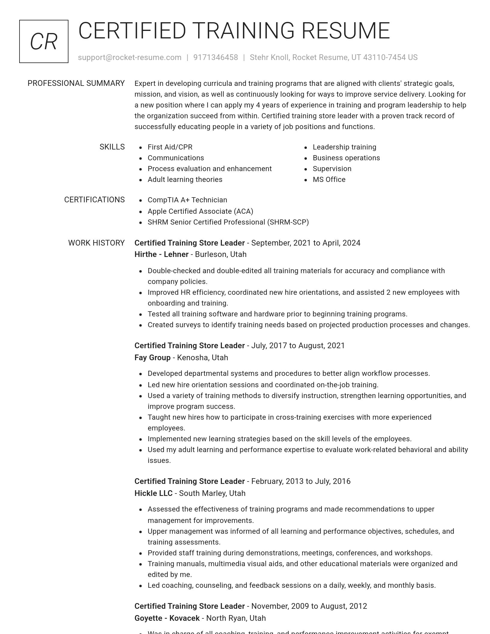 Renowned resume template