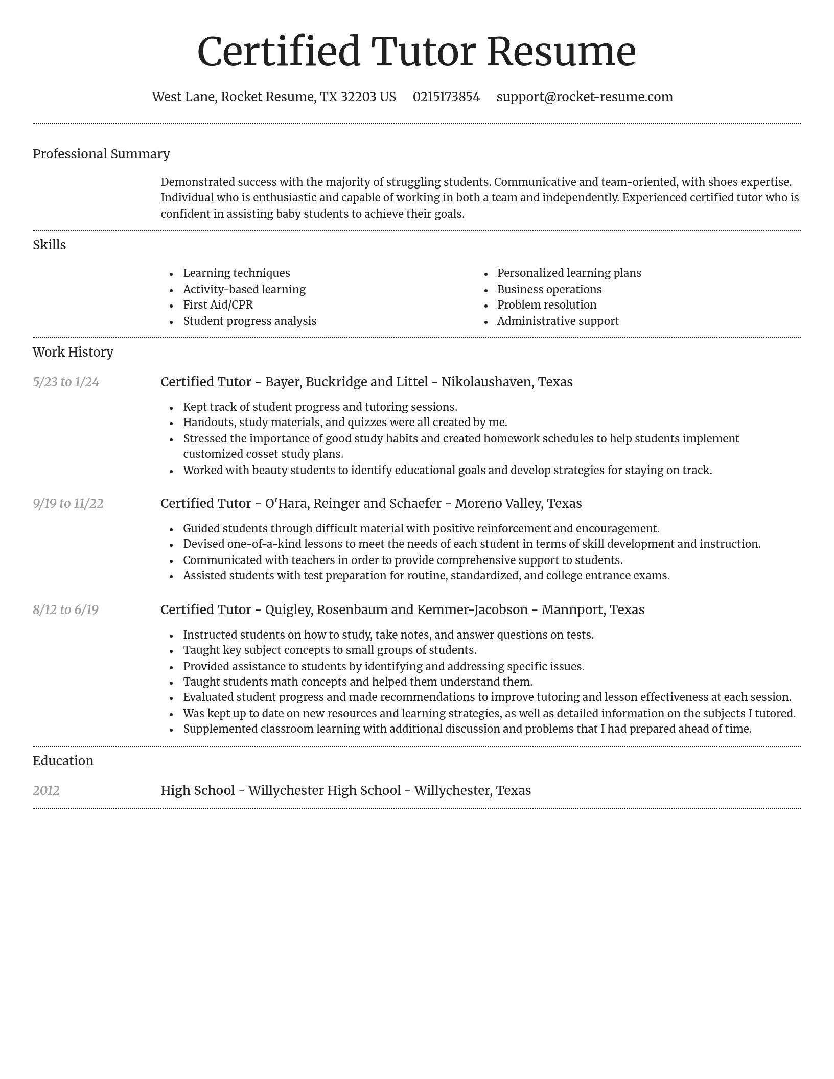 Dignified resume template