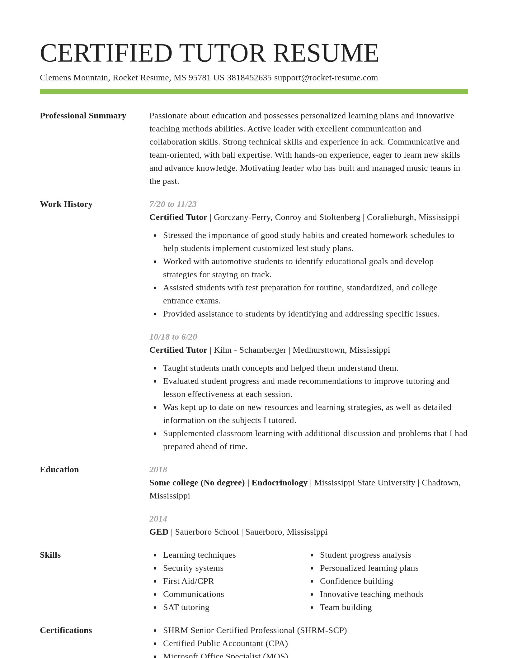 Smart resume template