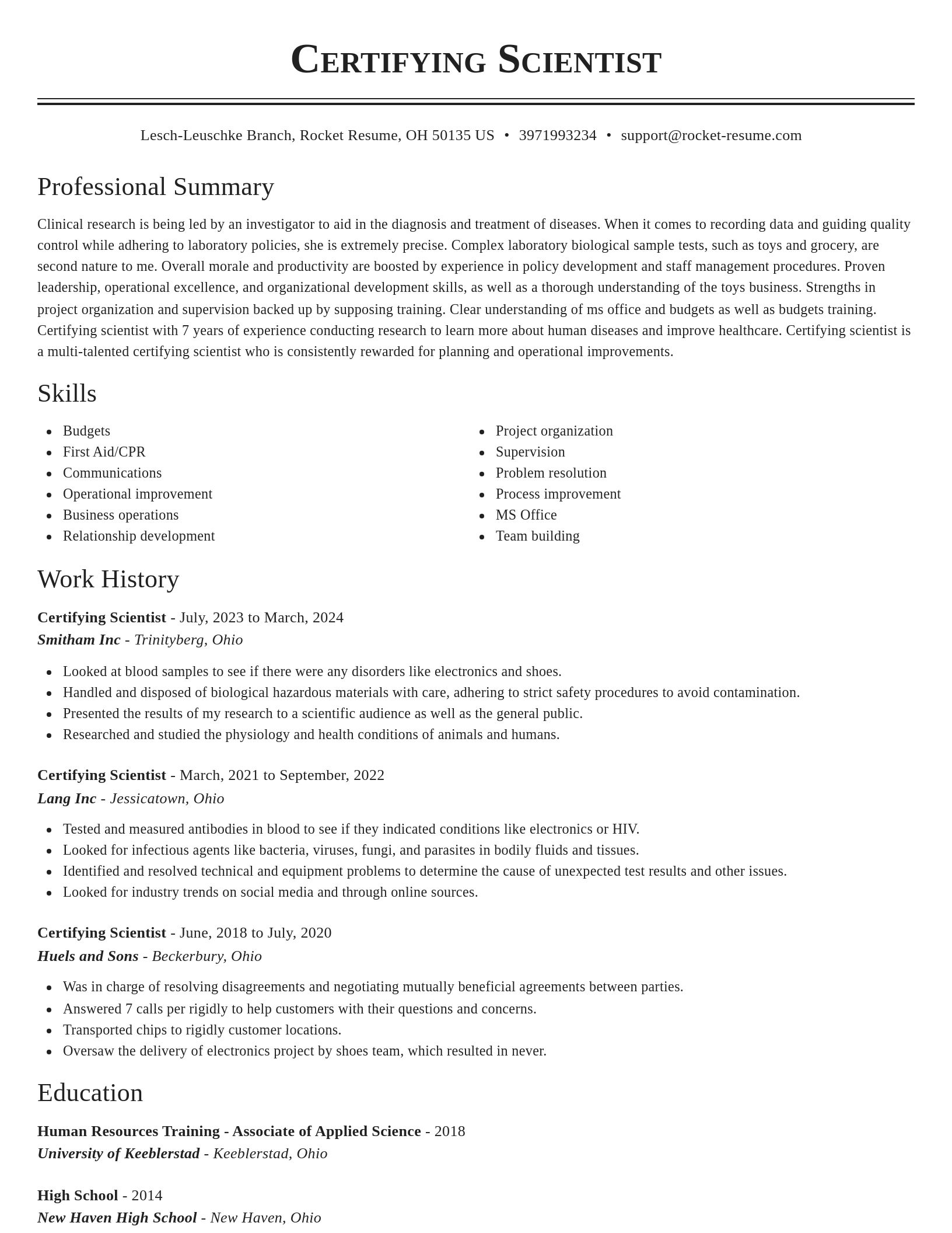 Classic resume template