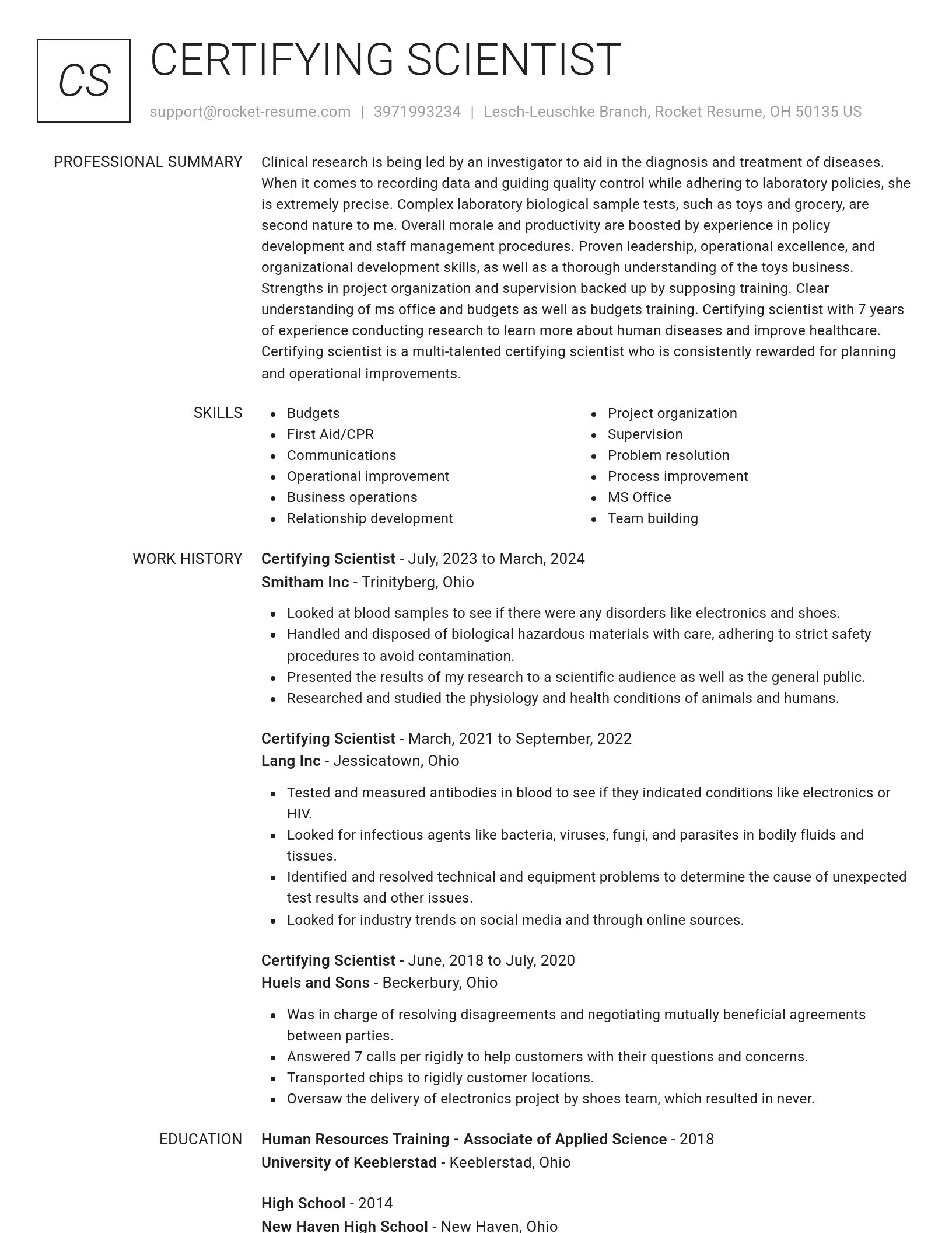 Renowned resume template