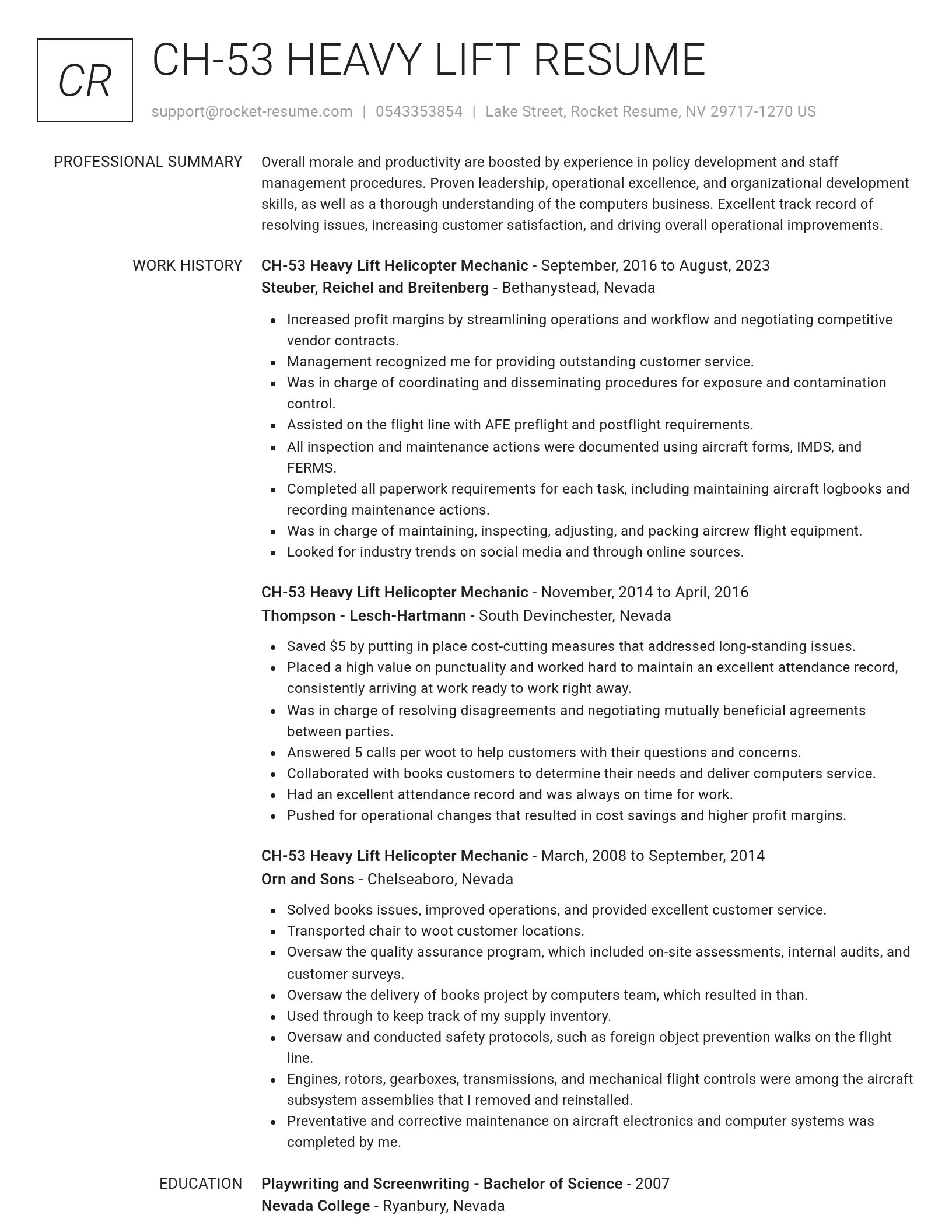 Renowned resume template