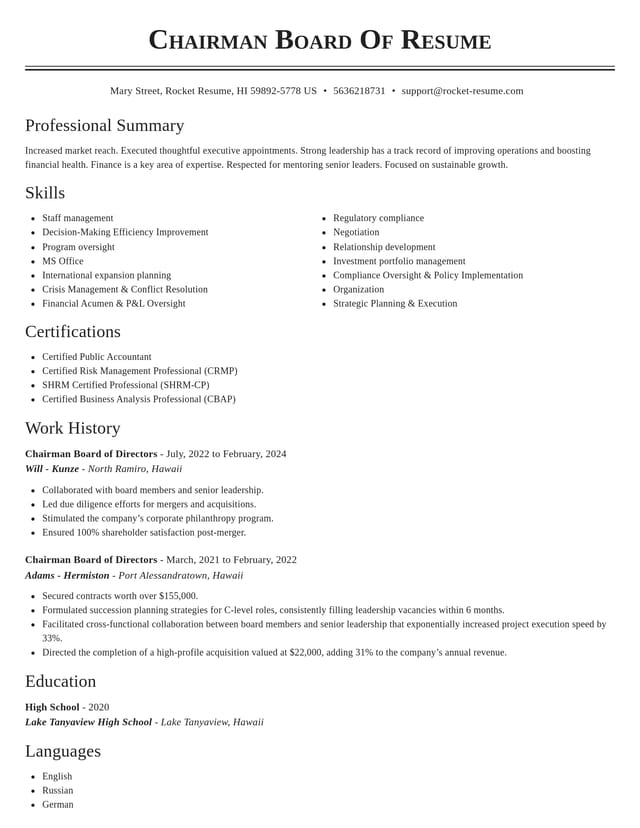 Classic resume template